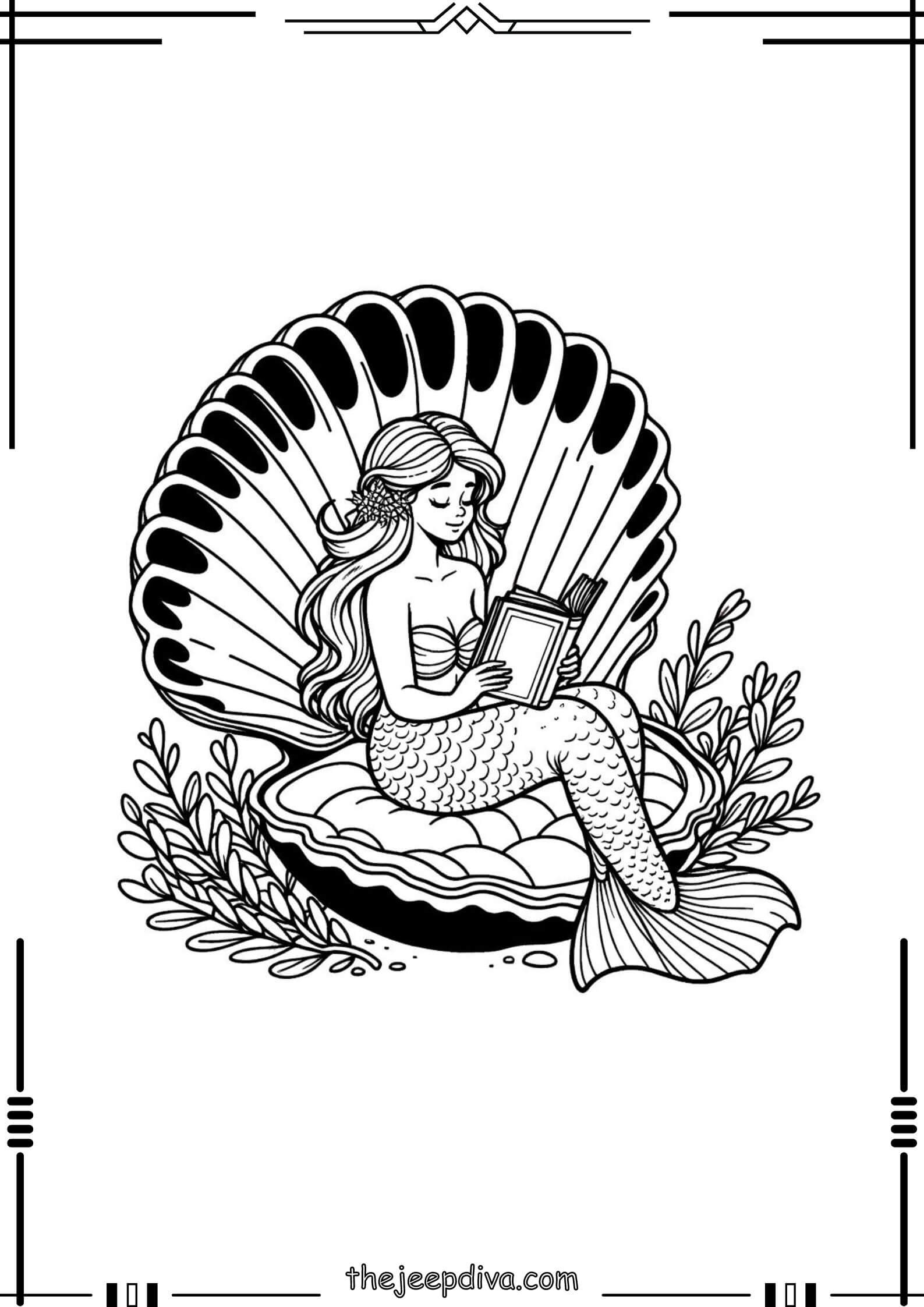 Mermaid Colouring Pages - Hard-13