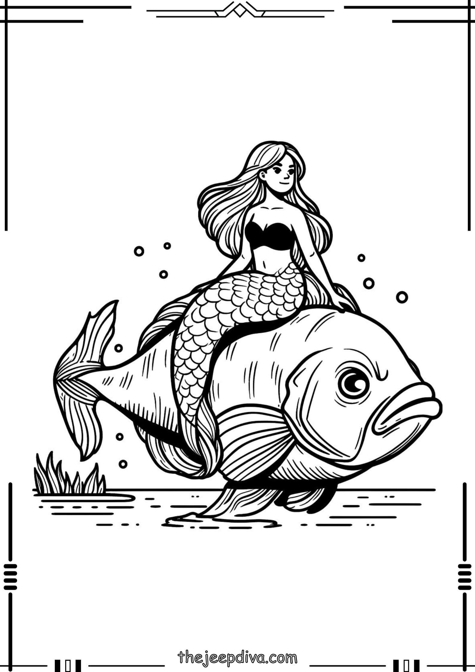 Mermaid Colouring Pages - Hard-15