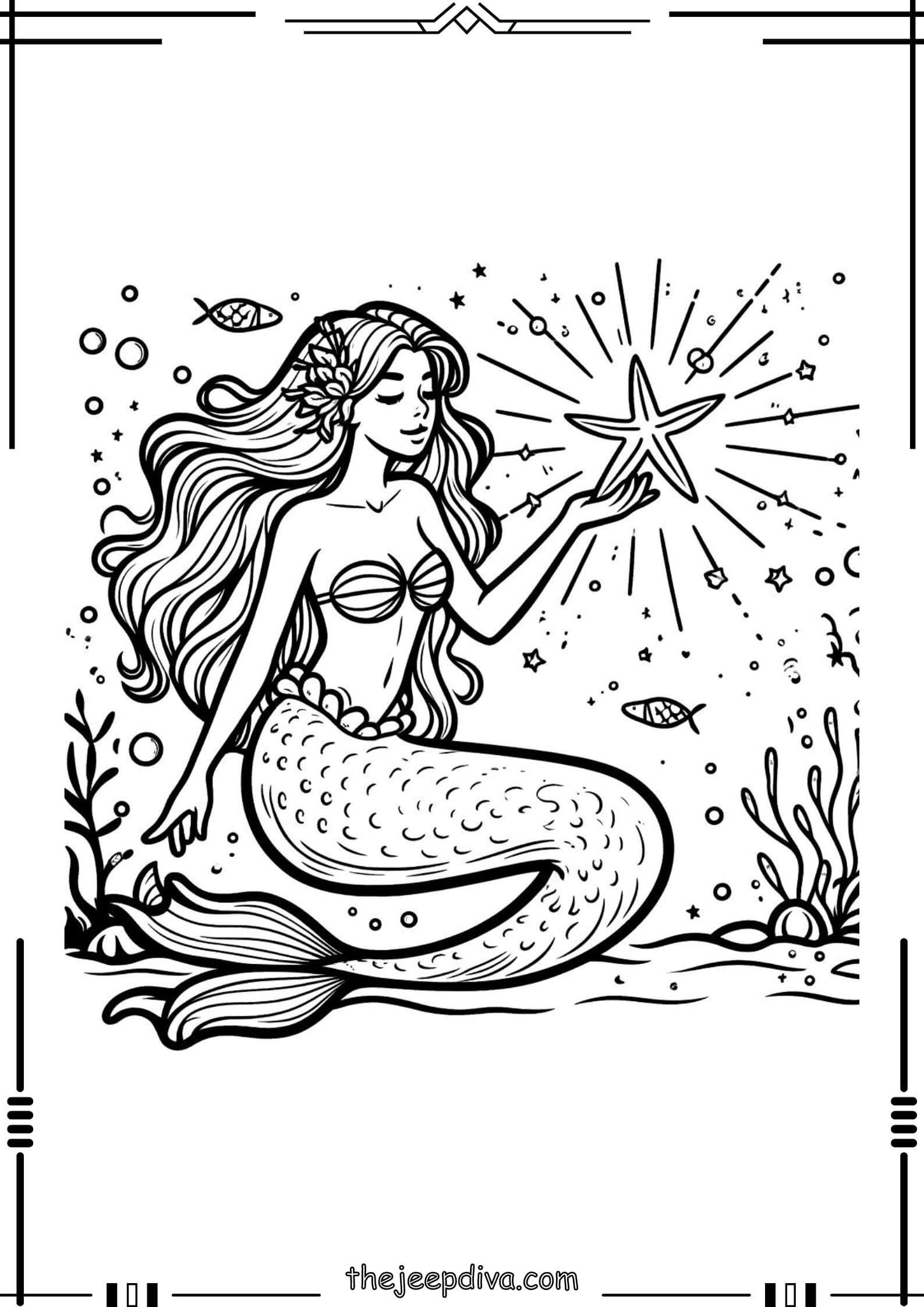 Mermaid Colouring Pages - Hard-16