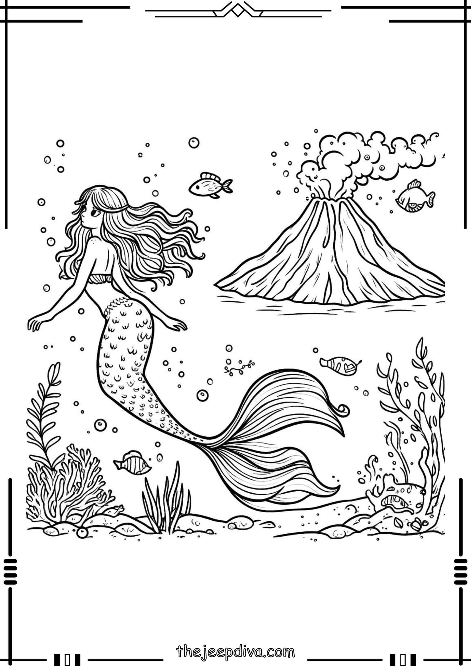 Mermaid Colouring Pages - Hard-17