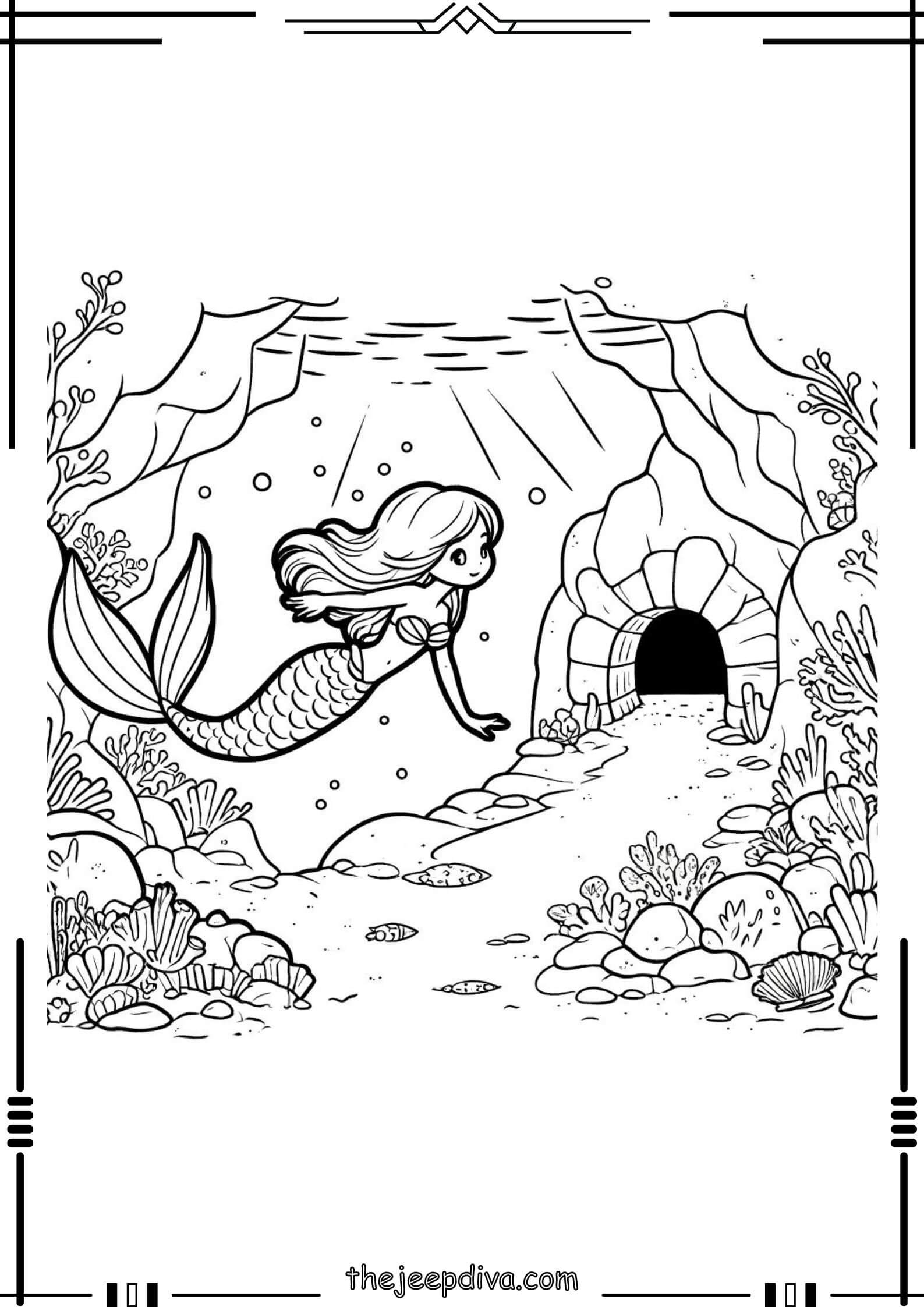 Mermaid Colouring Pages - Hard-18