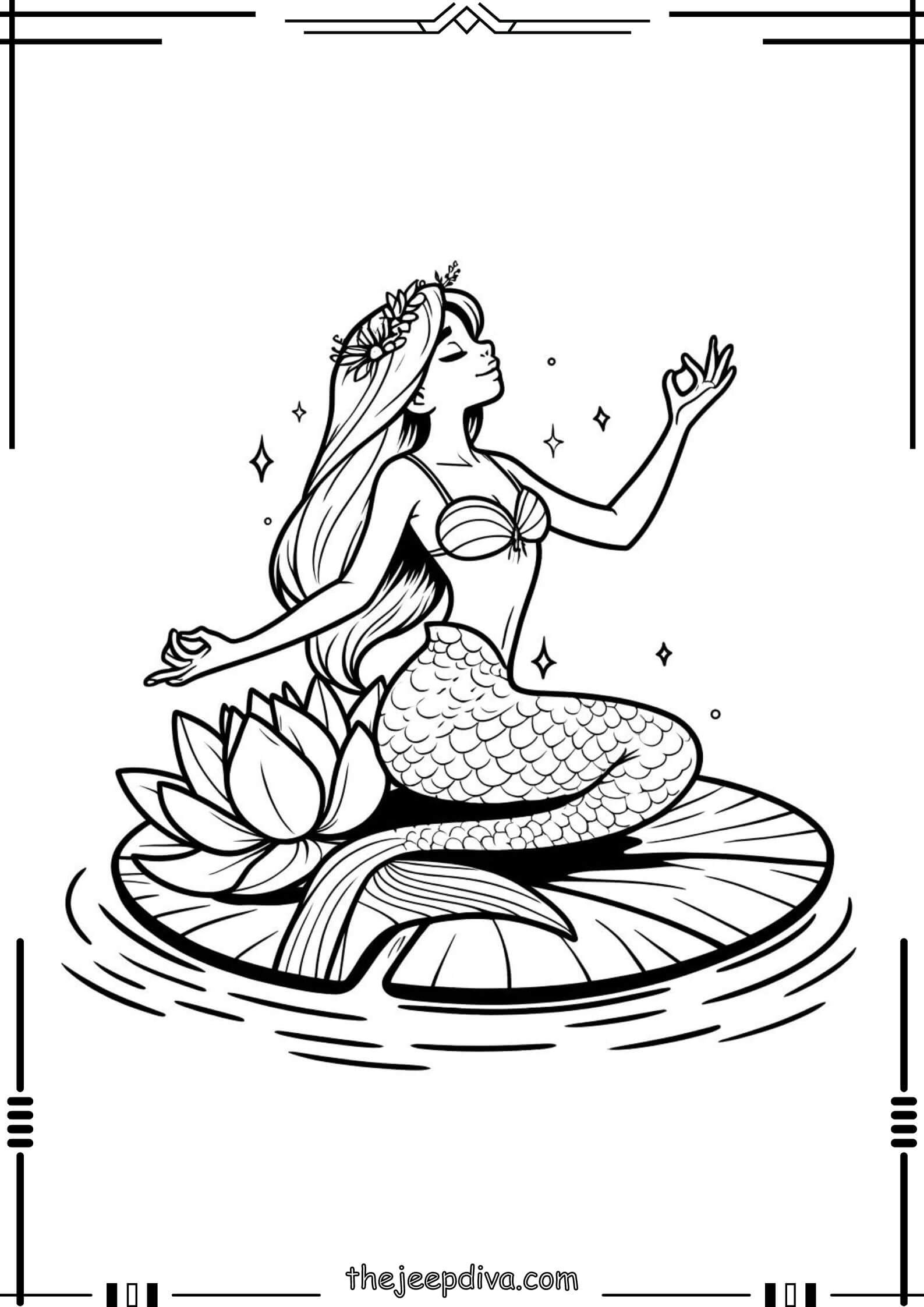 Mermaid Colouring Pages - Hard-19