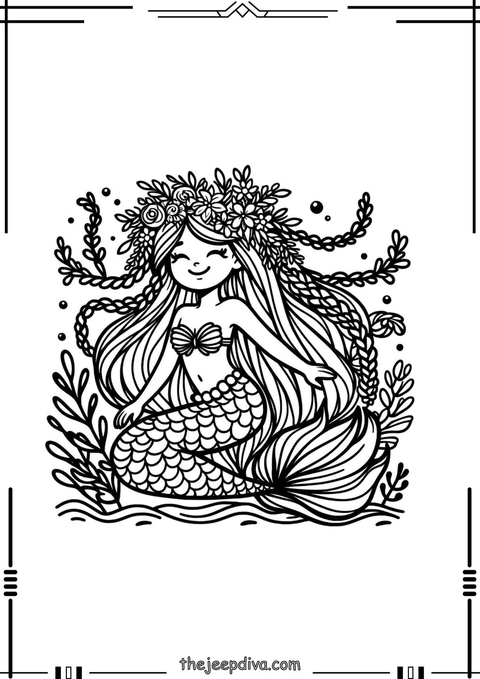 Mermaid Colouring Pages - Hard-2