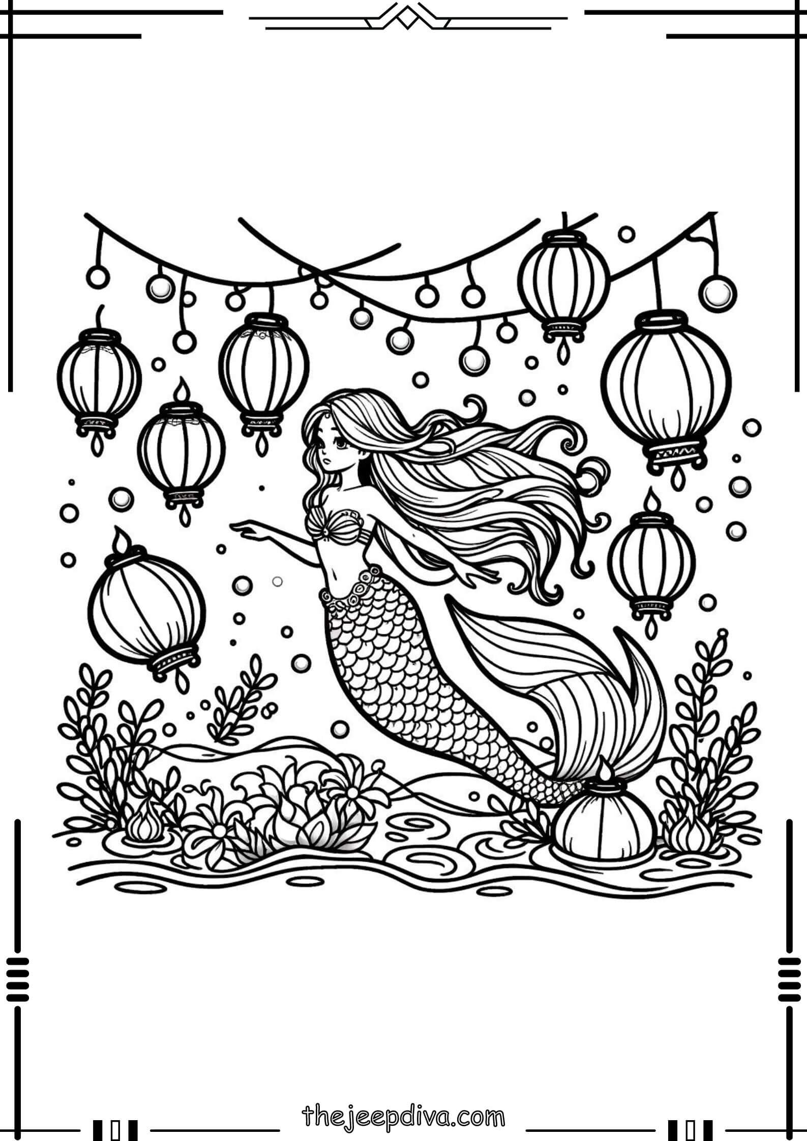 Mermaid Colouring Pages - Hard-20