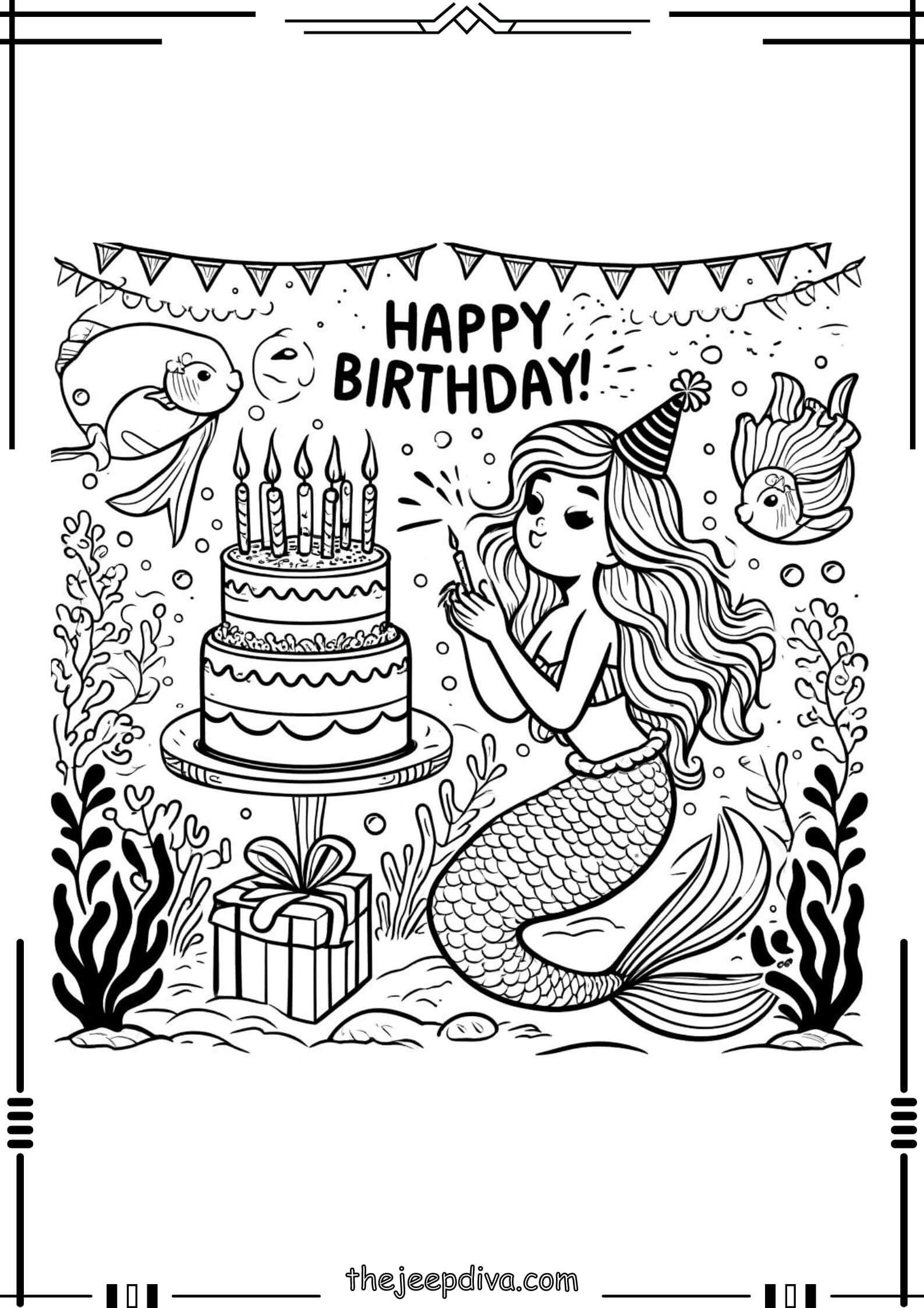 Mermaid Colouring Pages - Hard-21