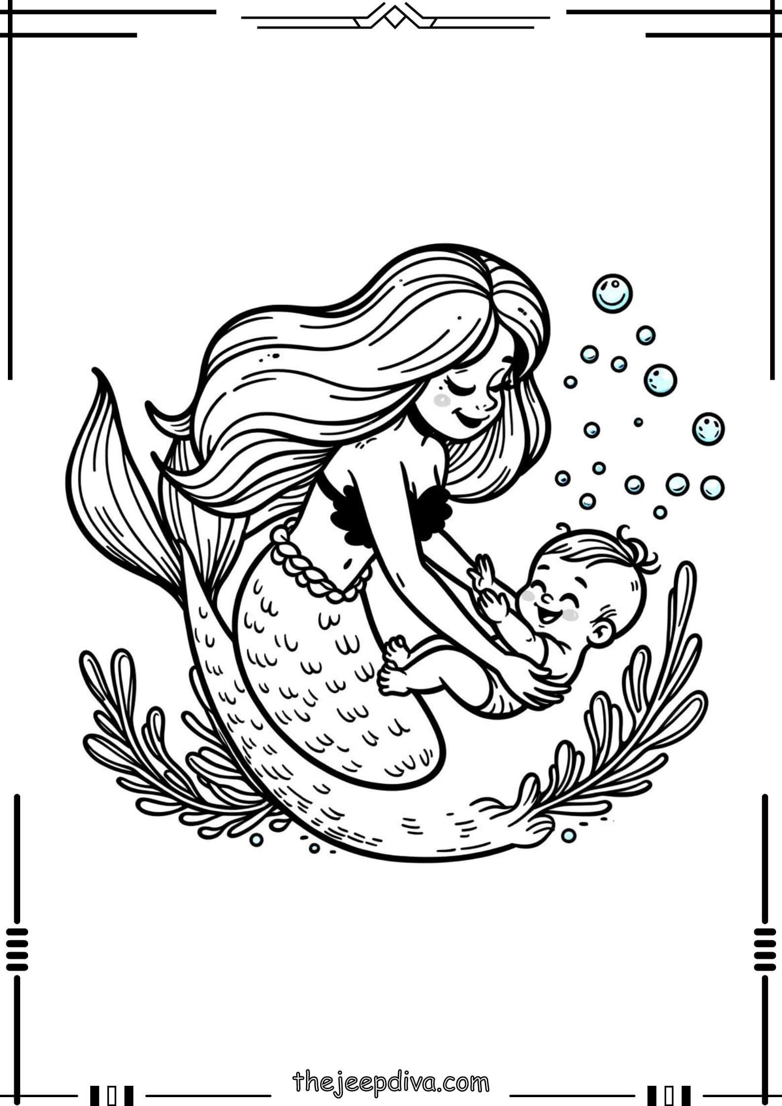 Mermaid Colouring Pages - Hard-22