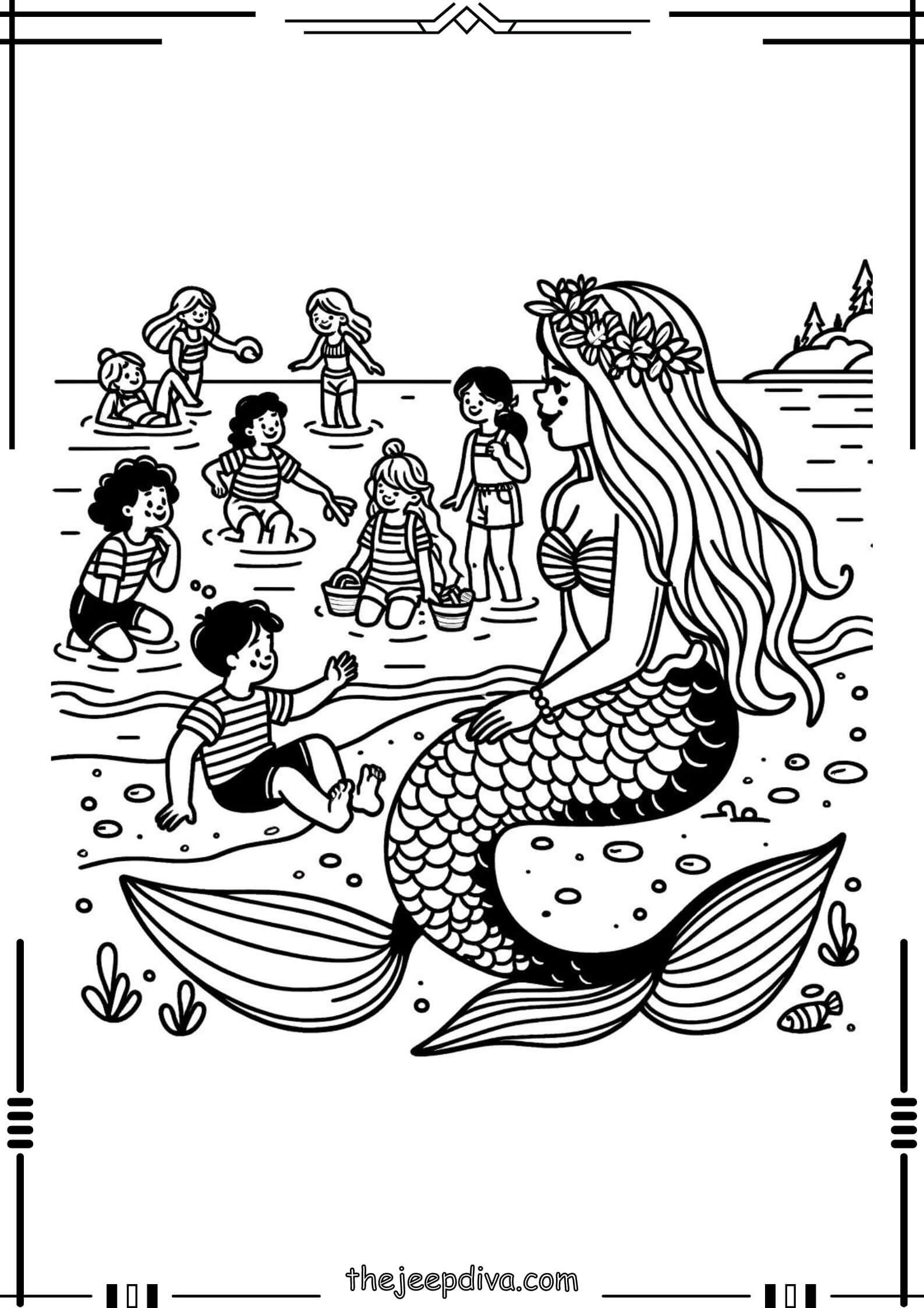 Mermaid Colouring Pages - Hard-23