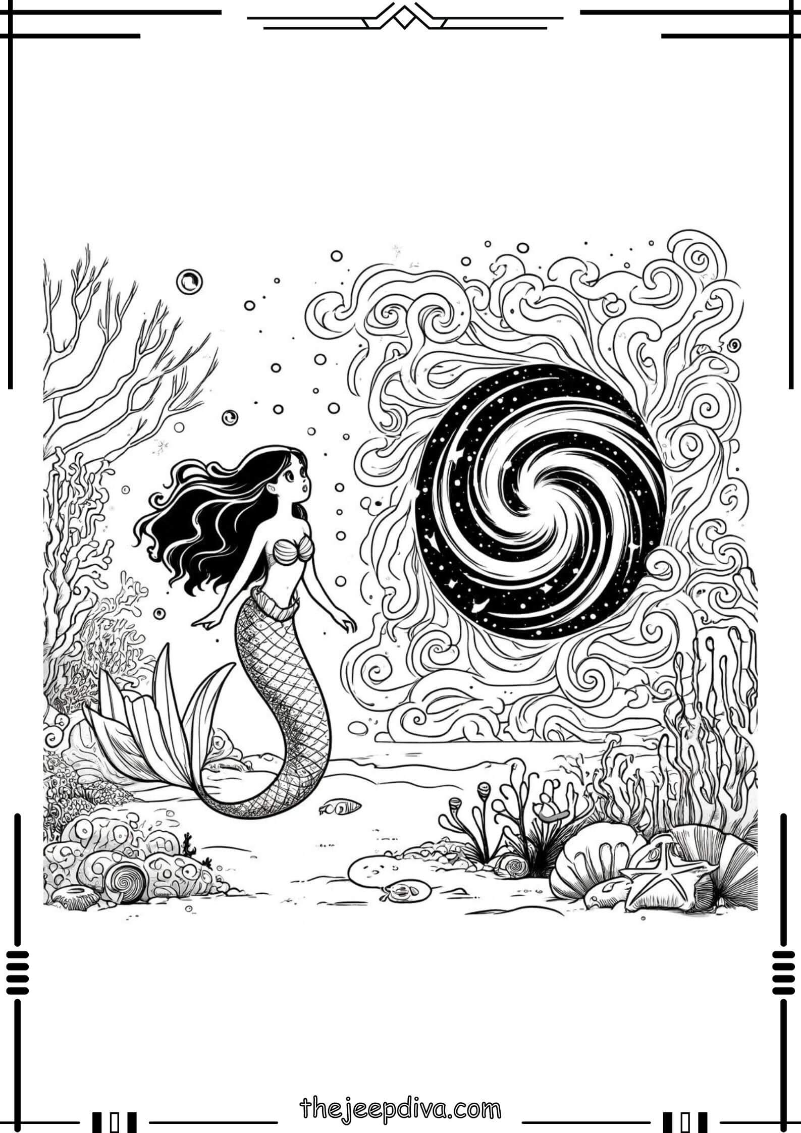 Mermaid Colouring Pages - Hard-24