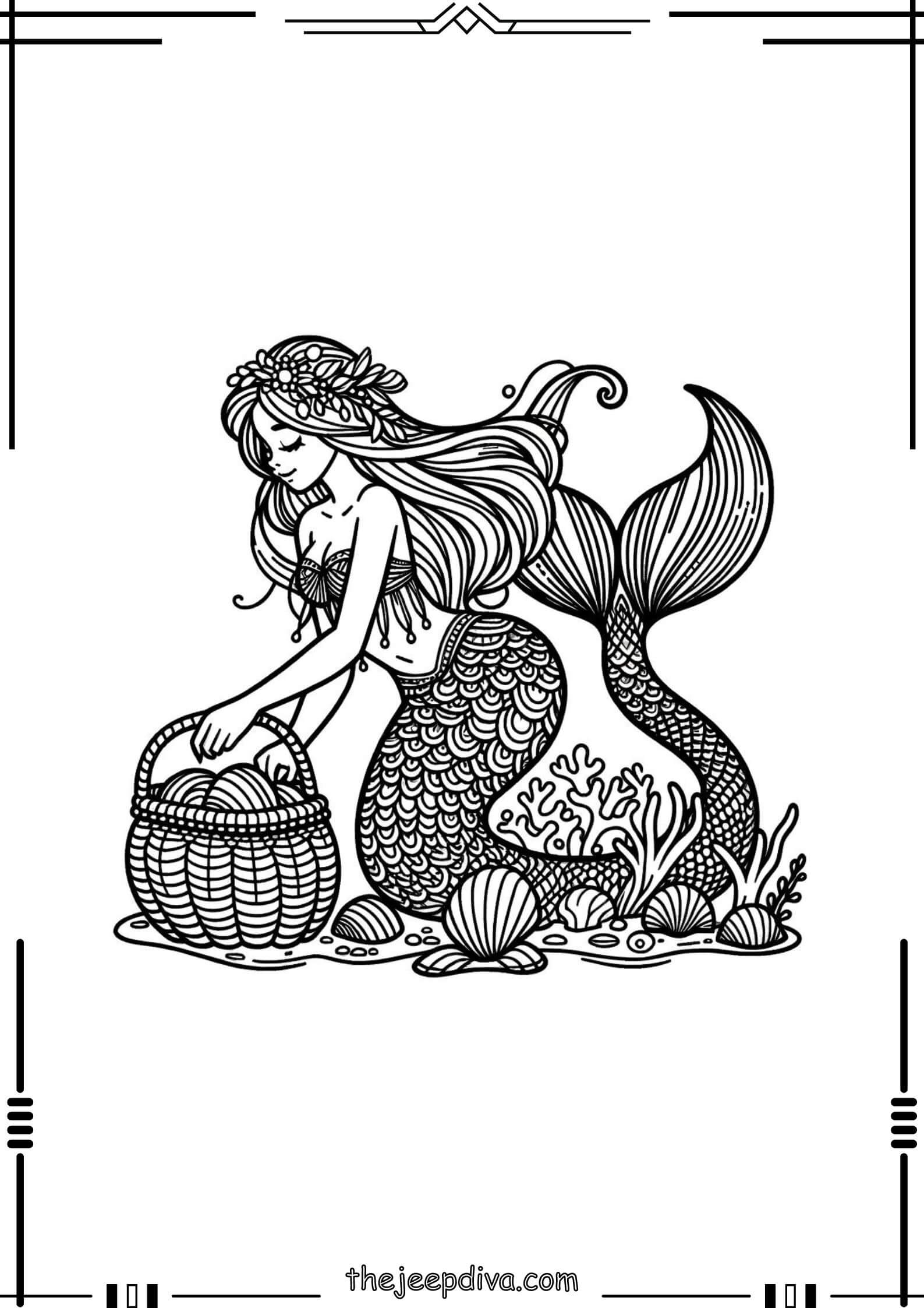 Mermaid Colouring Pages - Hard-3