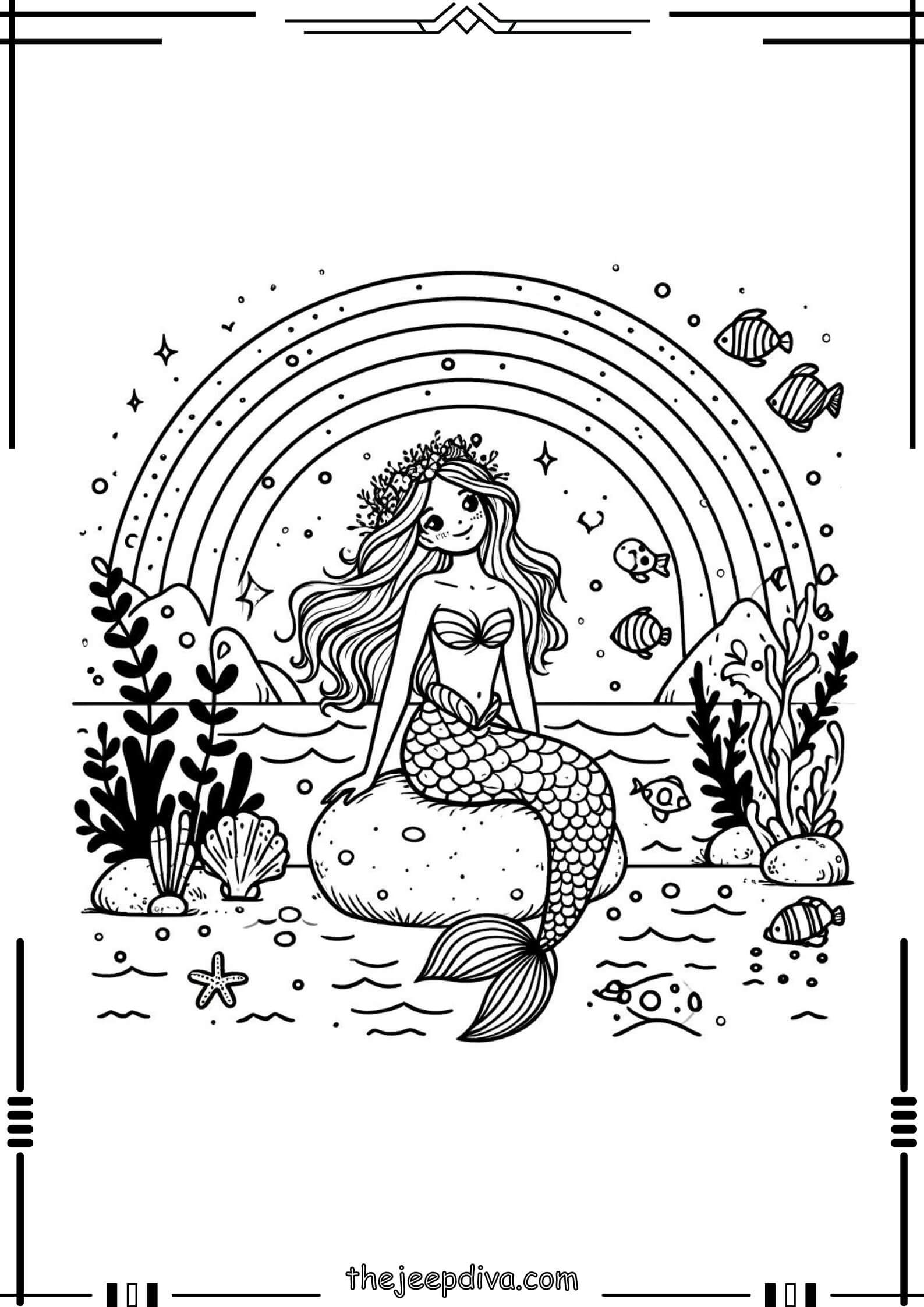 Mermaid Colouring Pages - Hard-5