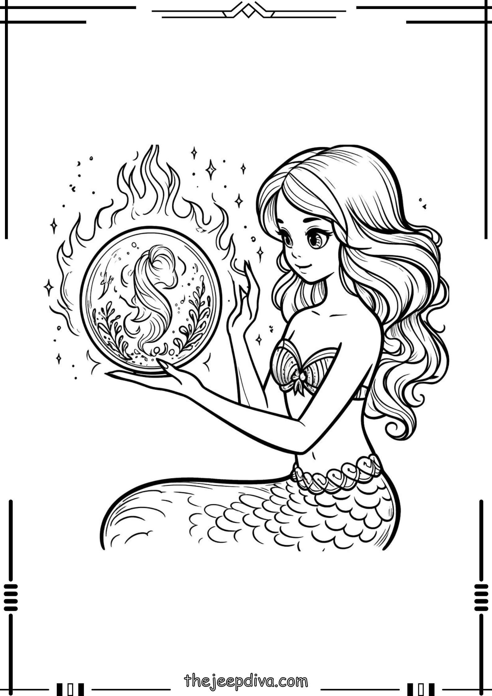 Mermaid Colouring Pages - Hard-6