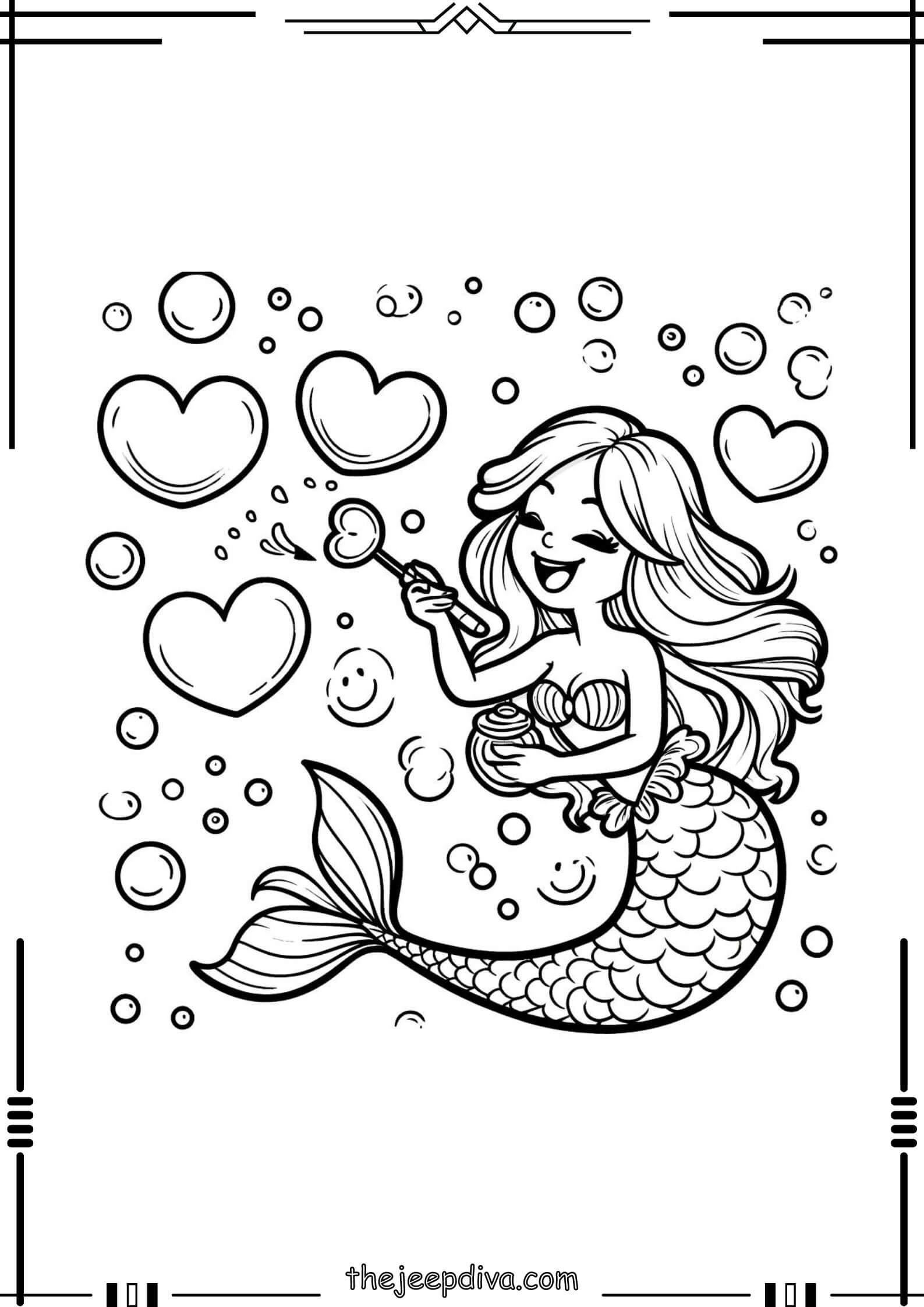 Mermaid Colouring Pages - Hard-7