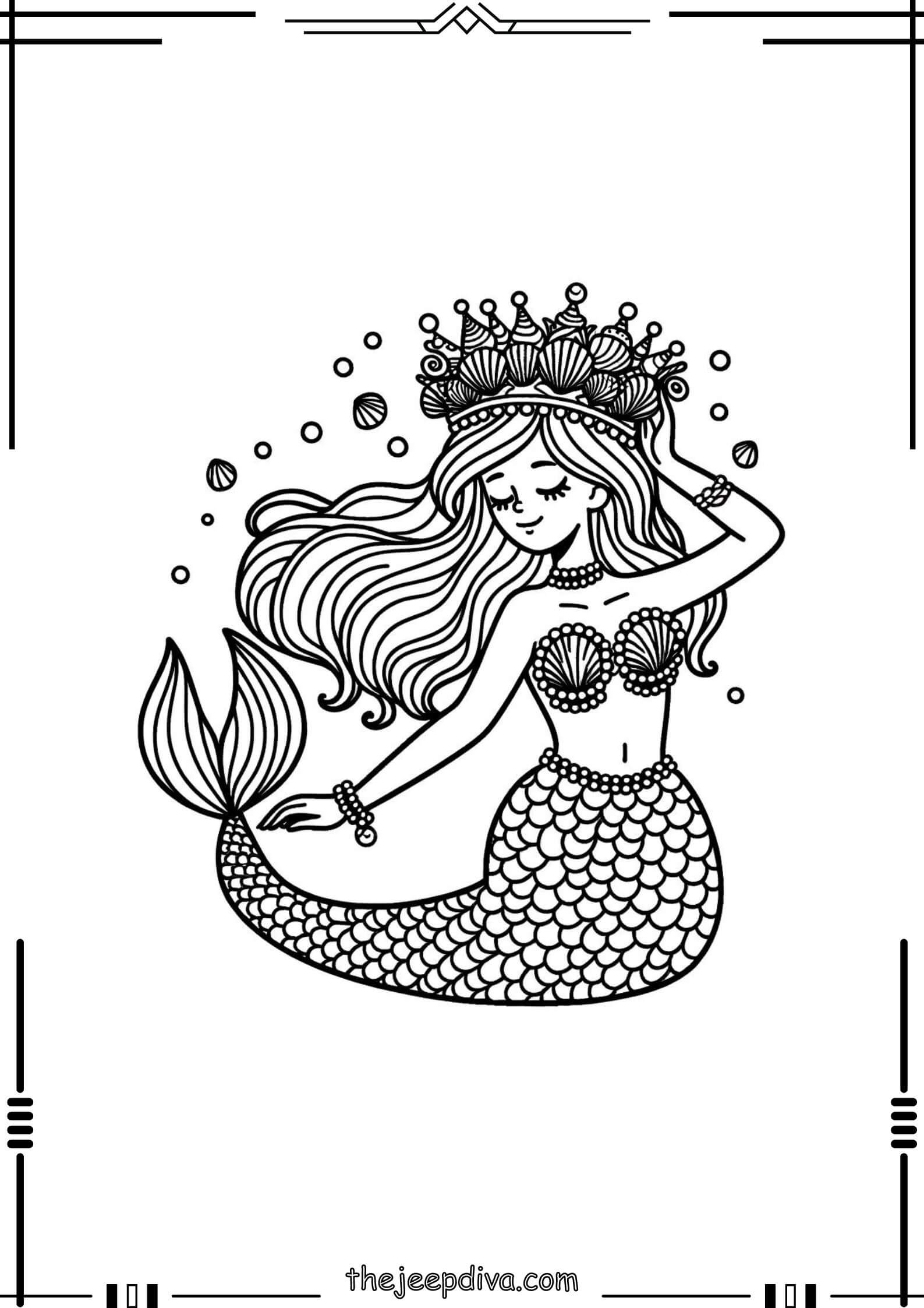 Mermaid Colouring Pages - Hard-9