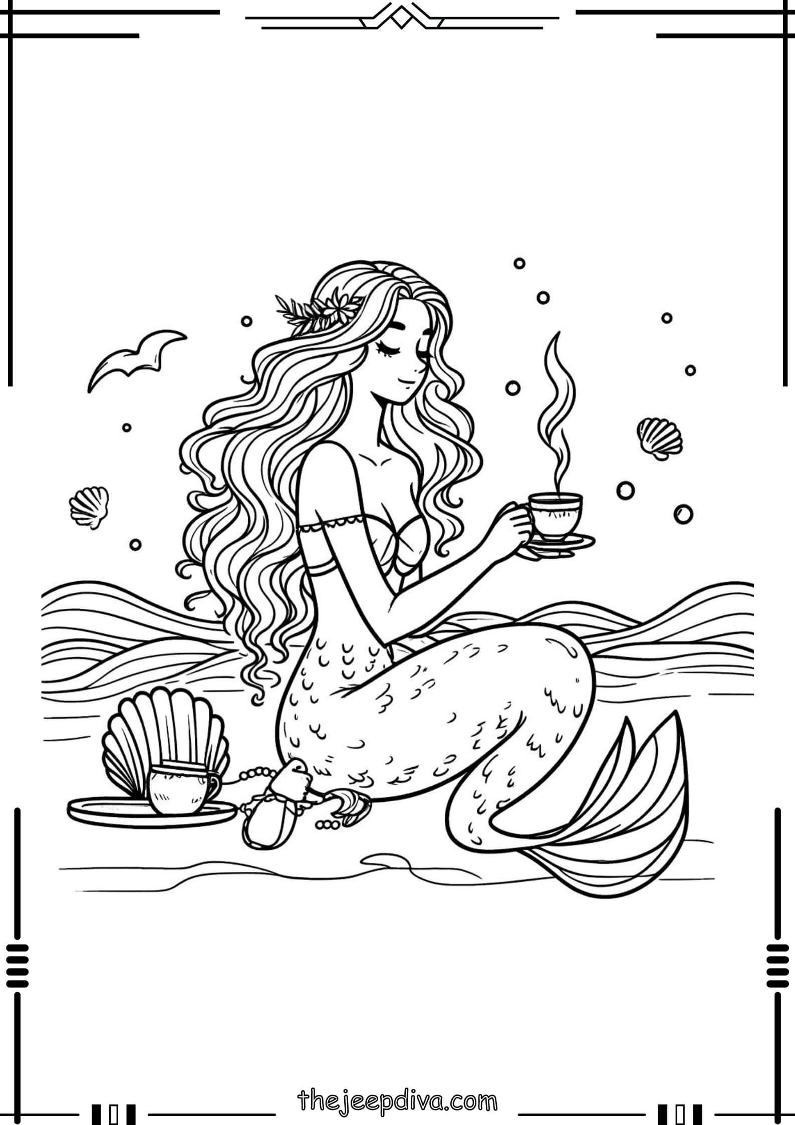 Mermaid Colouring Pages - Medium-10