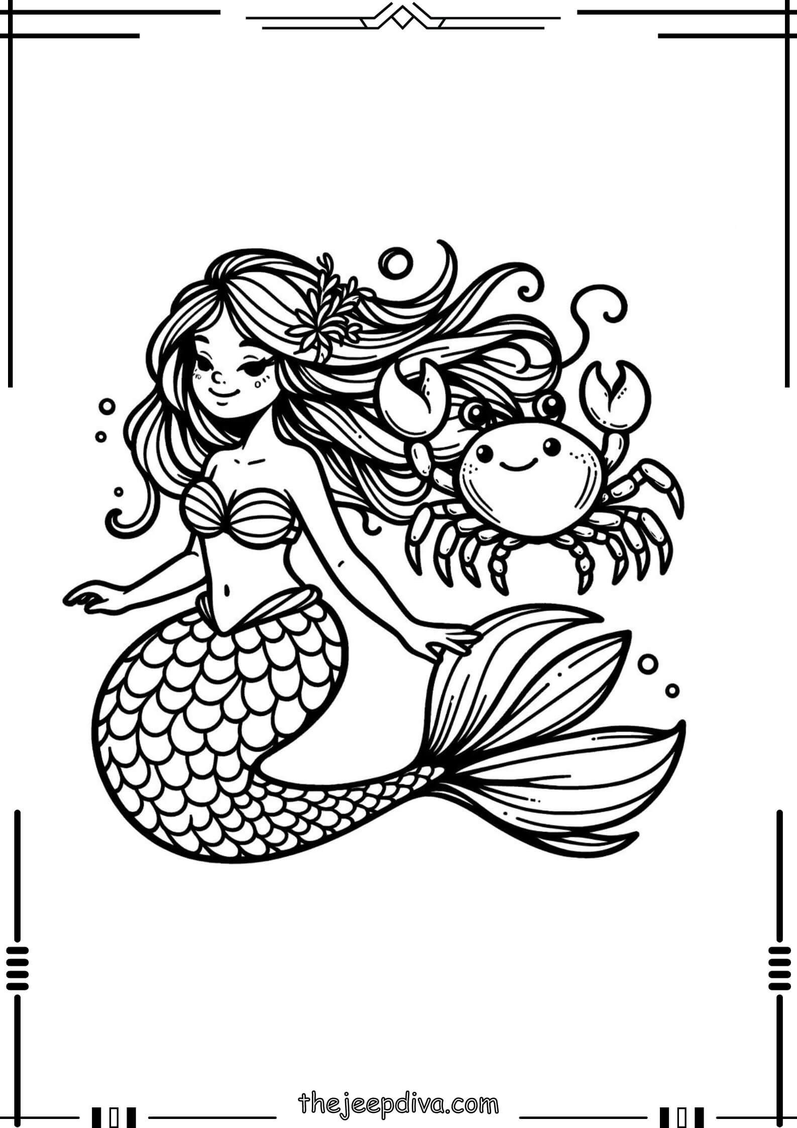 Mermaid Colouring Pages - Medium-11