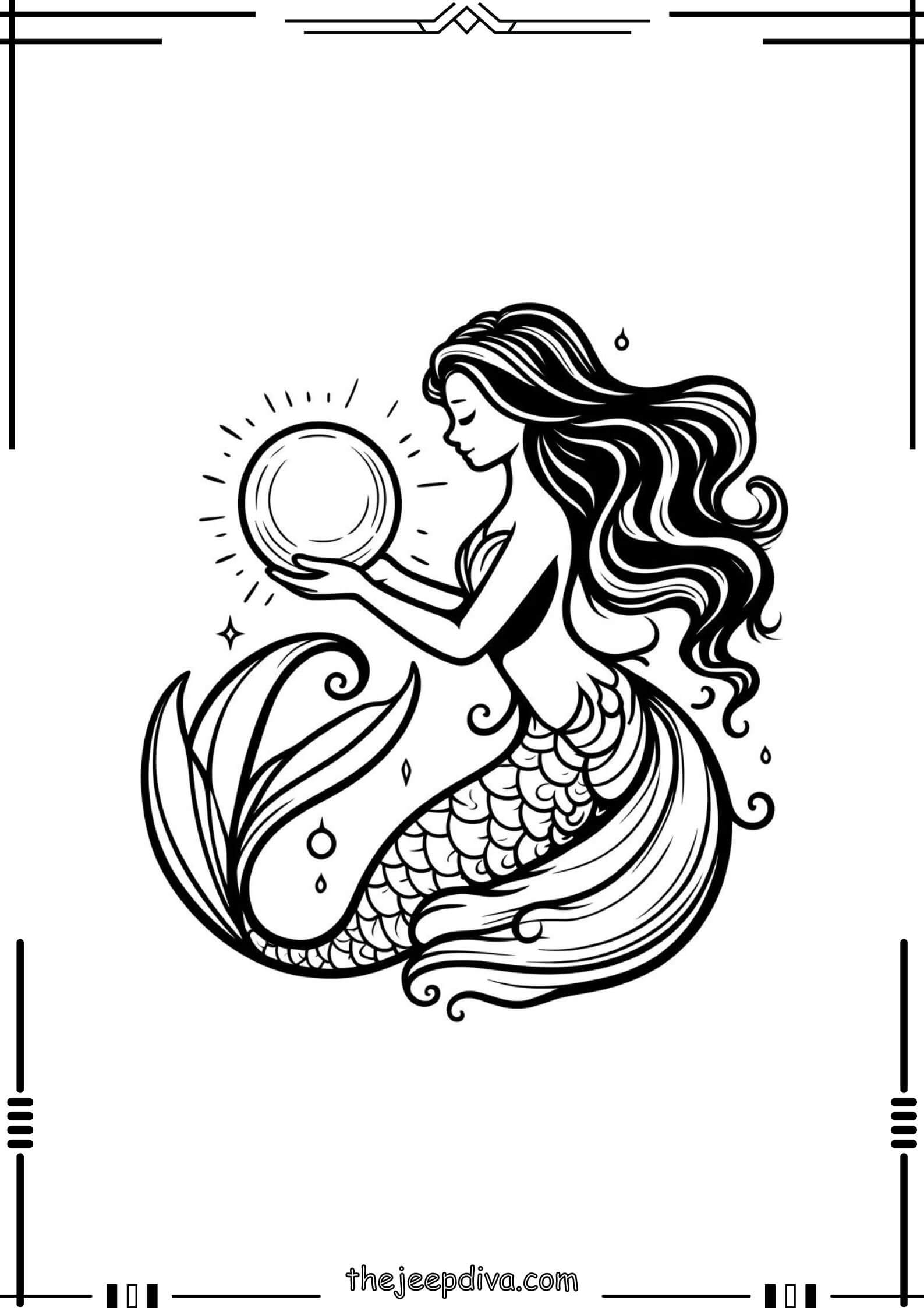 Mermaid Colouring Pages - Medium-12