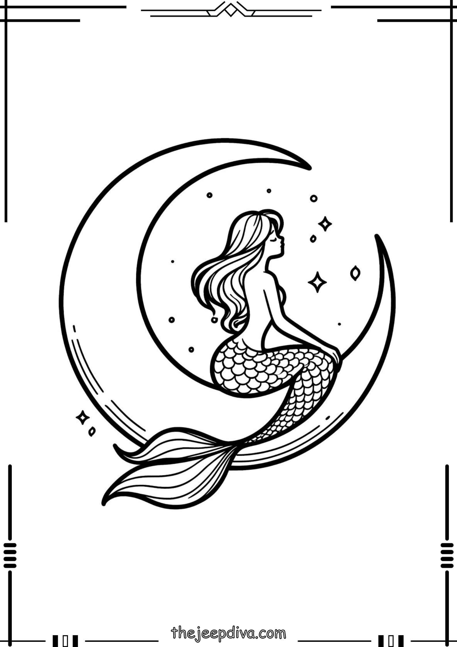 Mermaid Colouring Pages - Medium-13