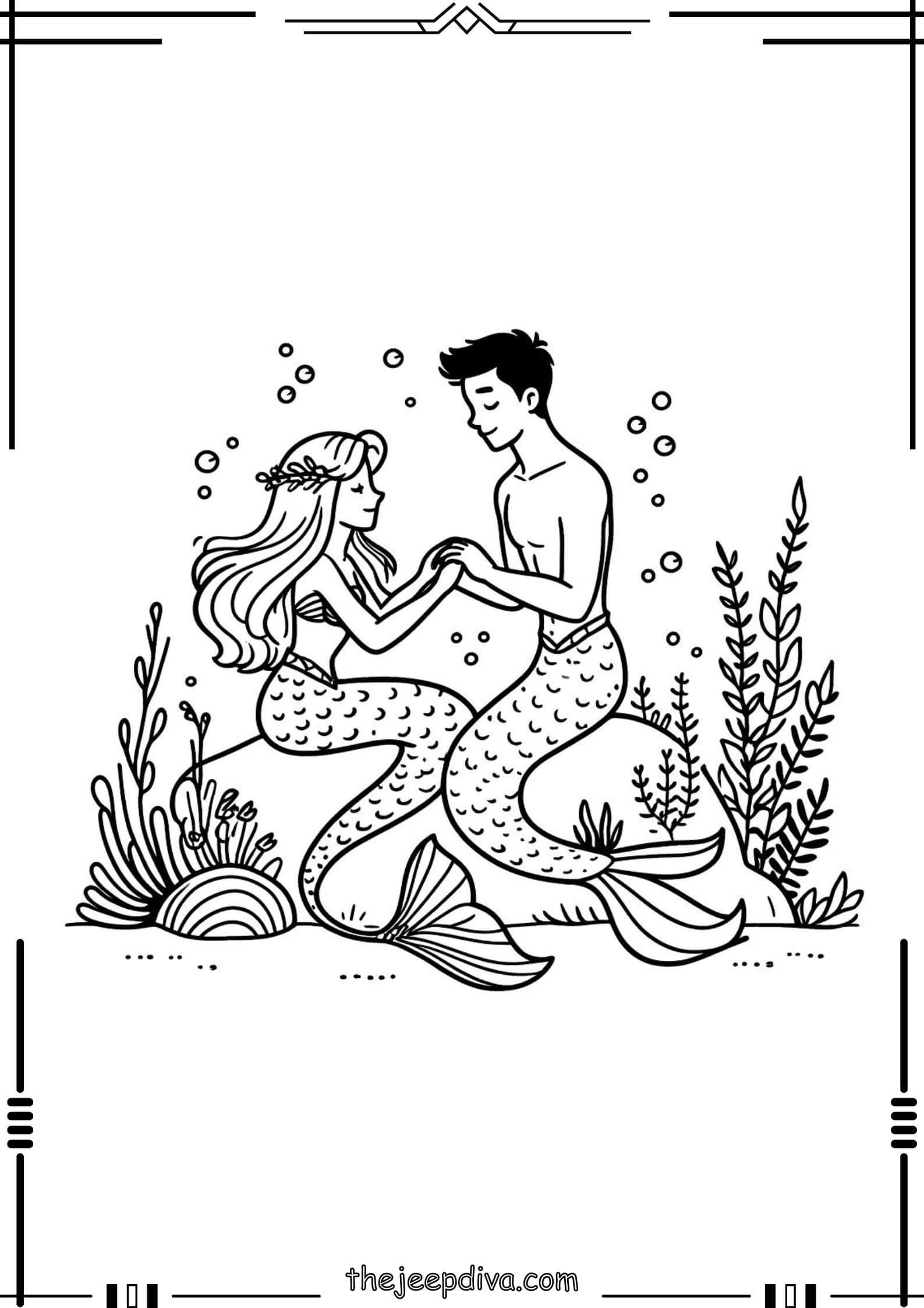 Mermaid Colouring Pages - Medium-15