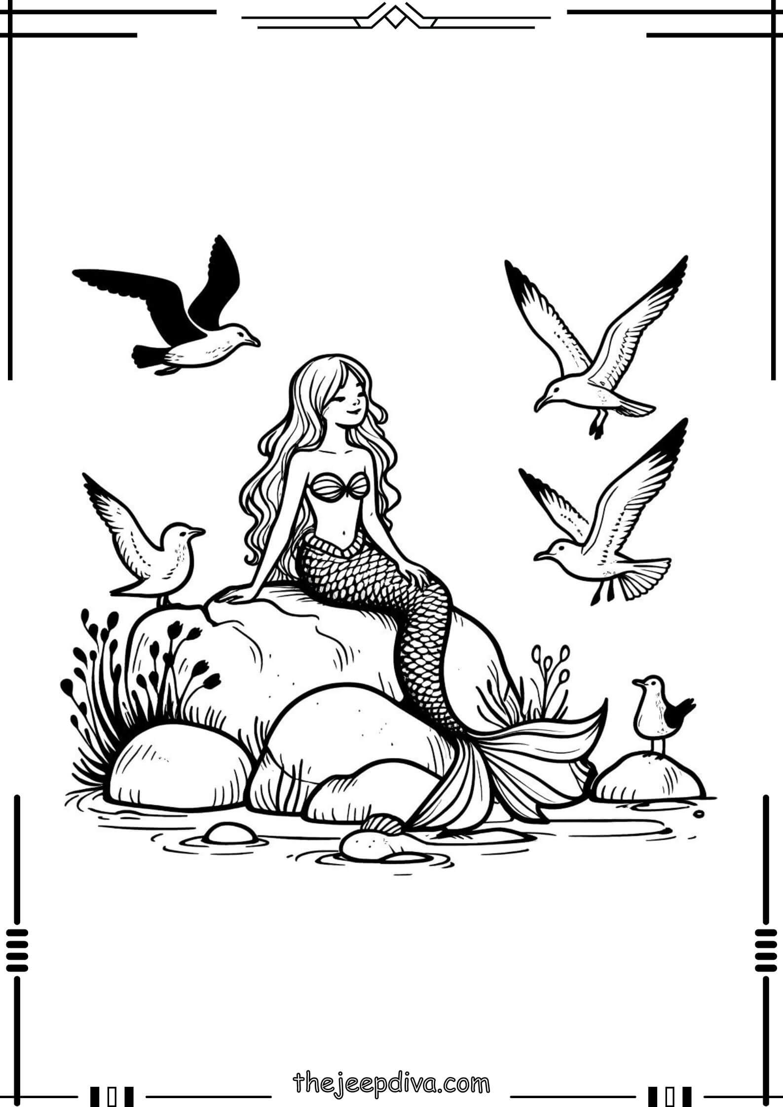 Mermaid Colouring Pages - Medium-16