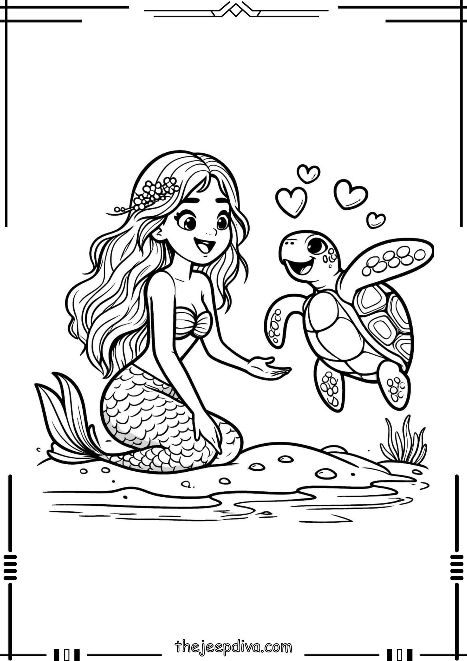 Mermaid Colouring Pages - Medium-17