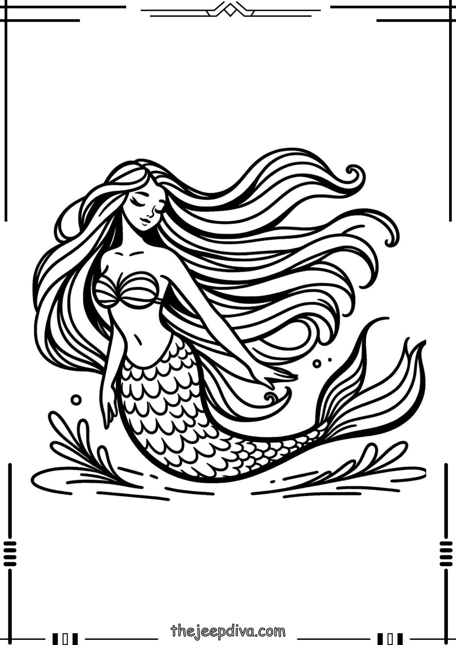 Mermaid Colouring Pages - Medium-18