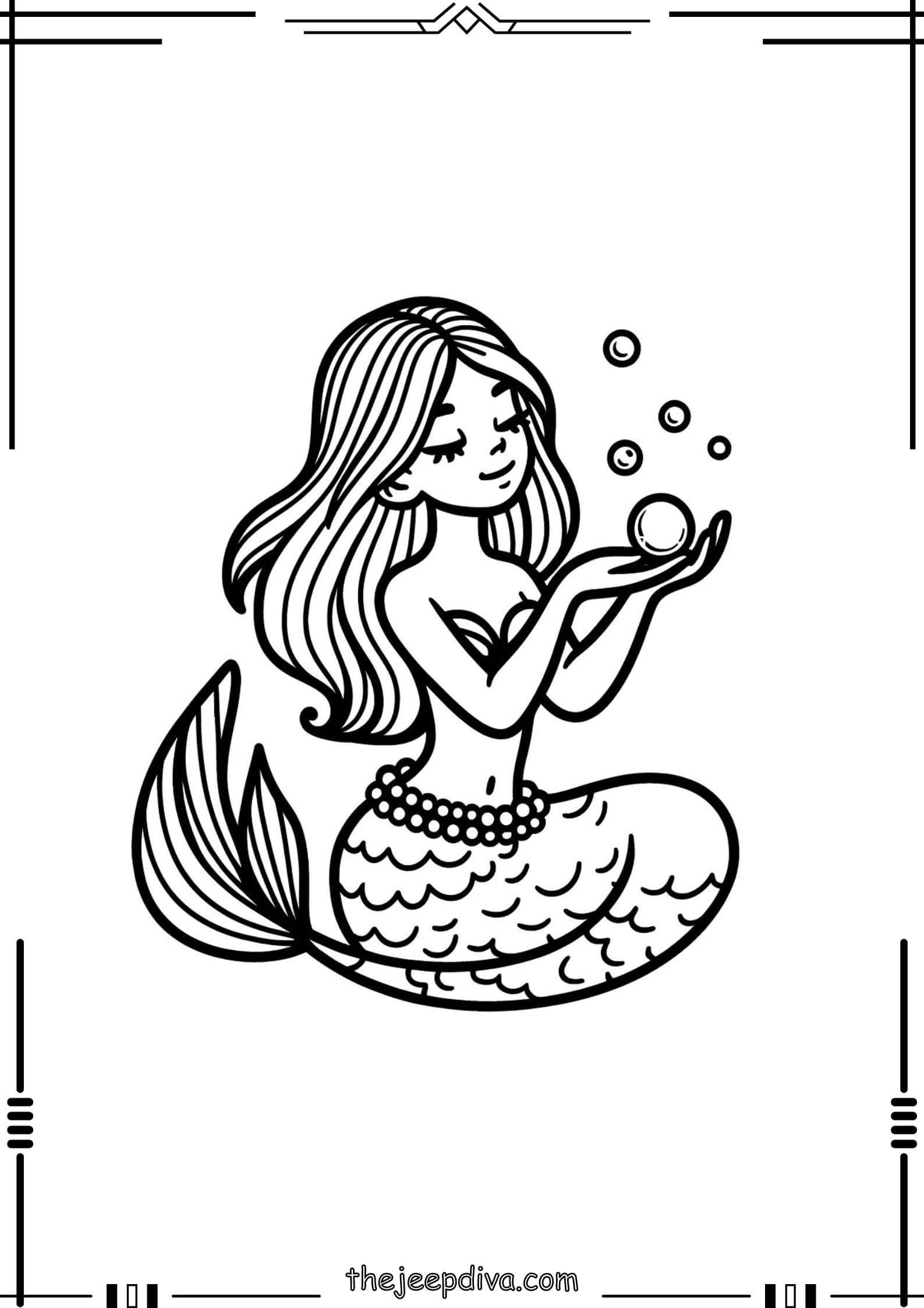 Mermaid Colouring Pages - Medium-19