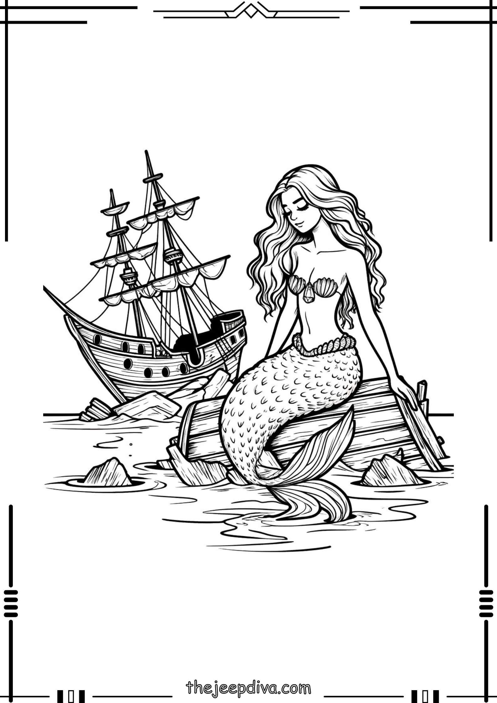 Mermaid Colouring Pages - Medium-20