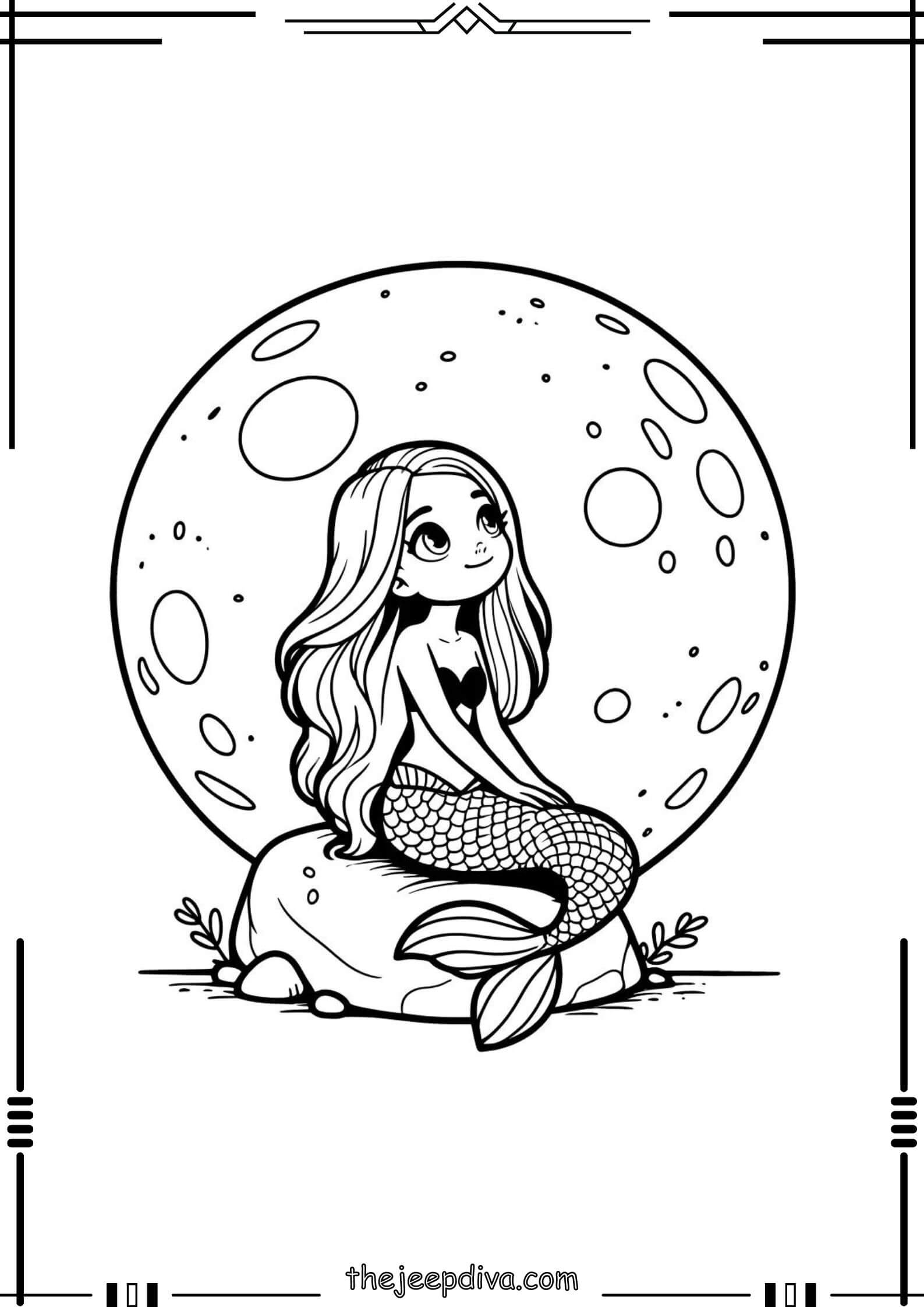 Mermaid Colouring Pages - Medium-21