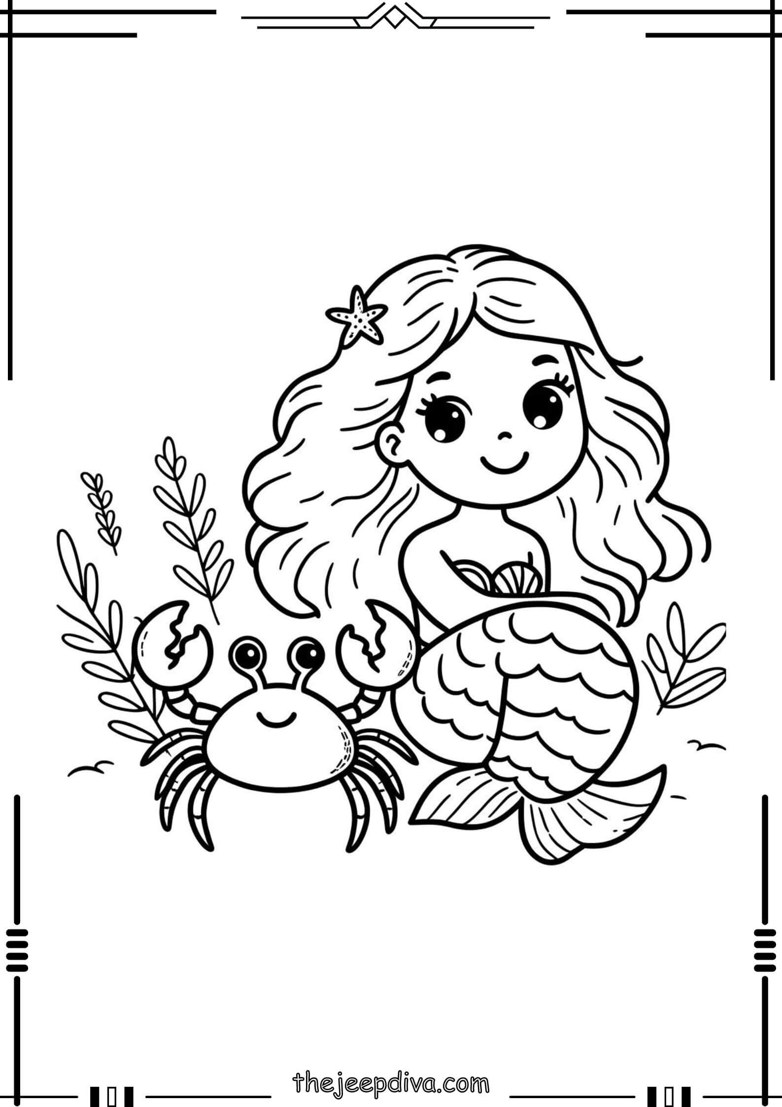 Mermaid Colouring Pages - Medium-22