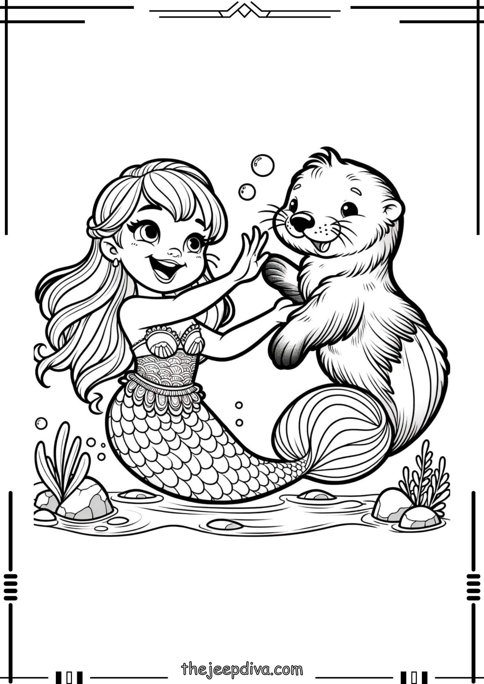 Mermaid Colouring Pages - Medium-23