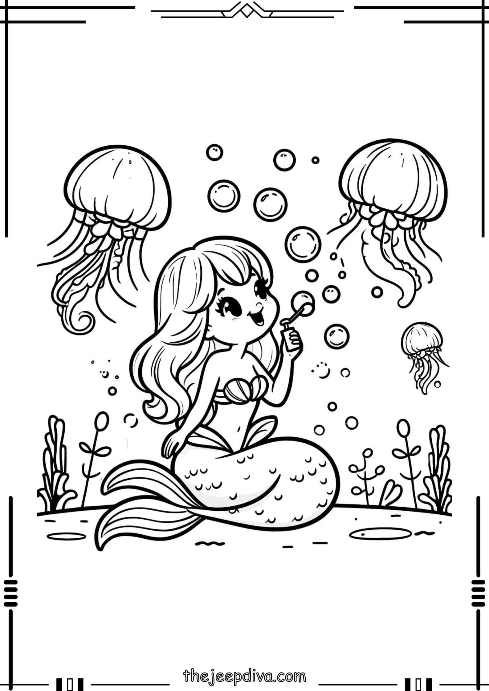 Mermaid Colouring Pages - Medium-24