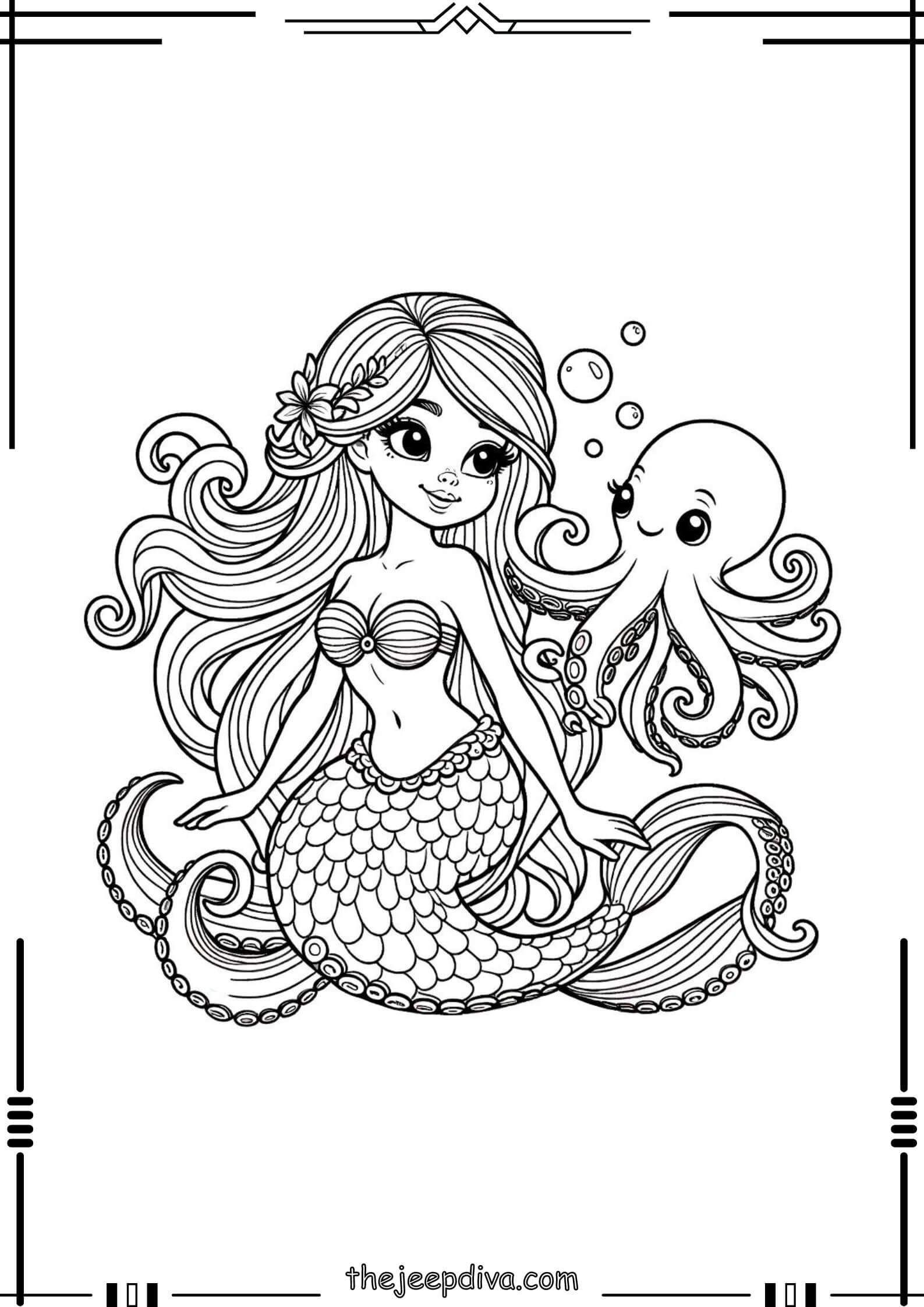 Mermaid Colouring Pages - Medium-4