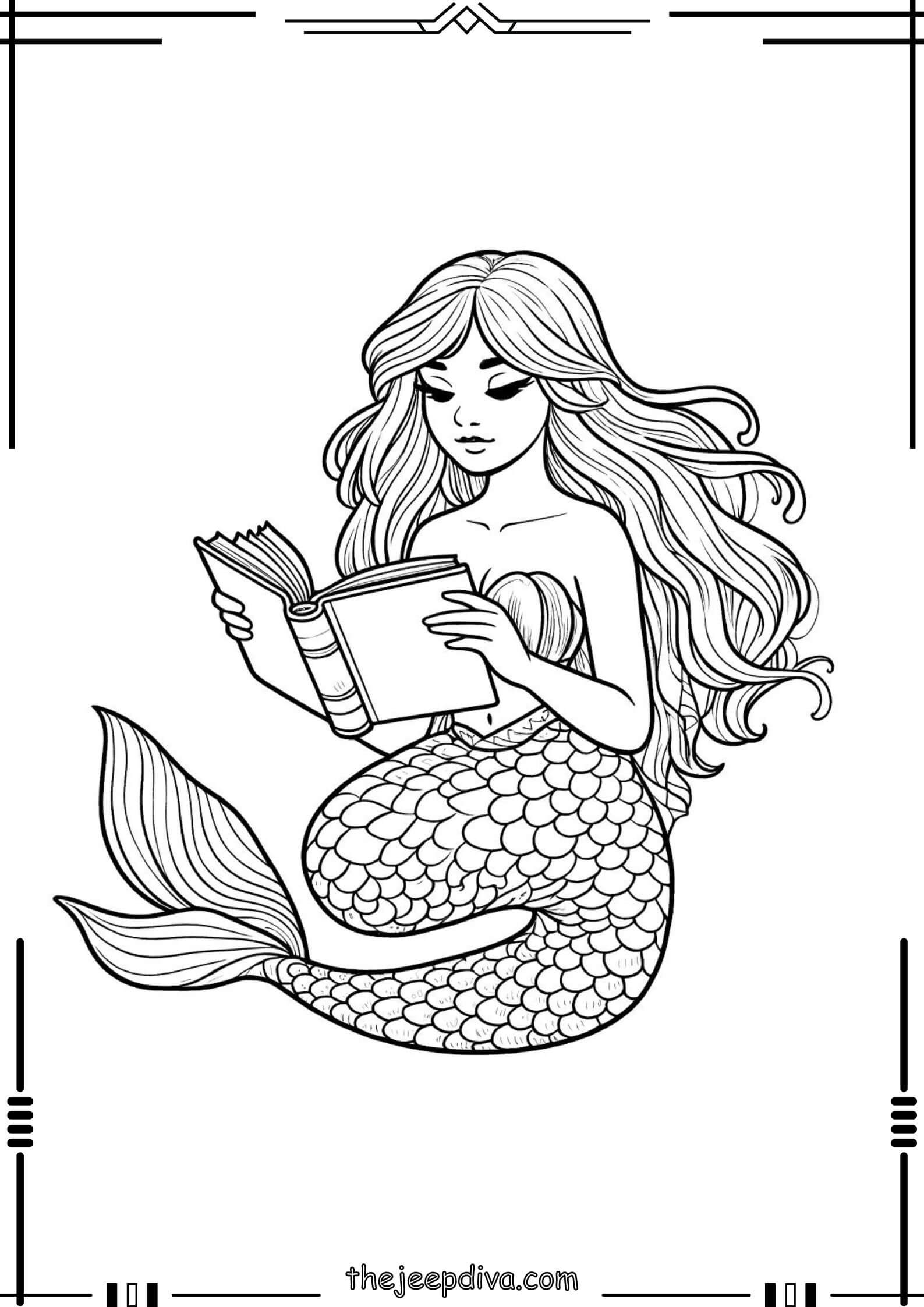 Mermaid Colouring Pages - Medium-5