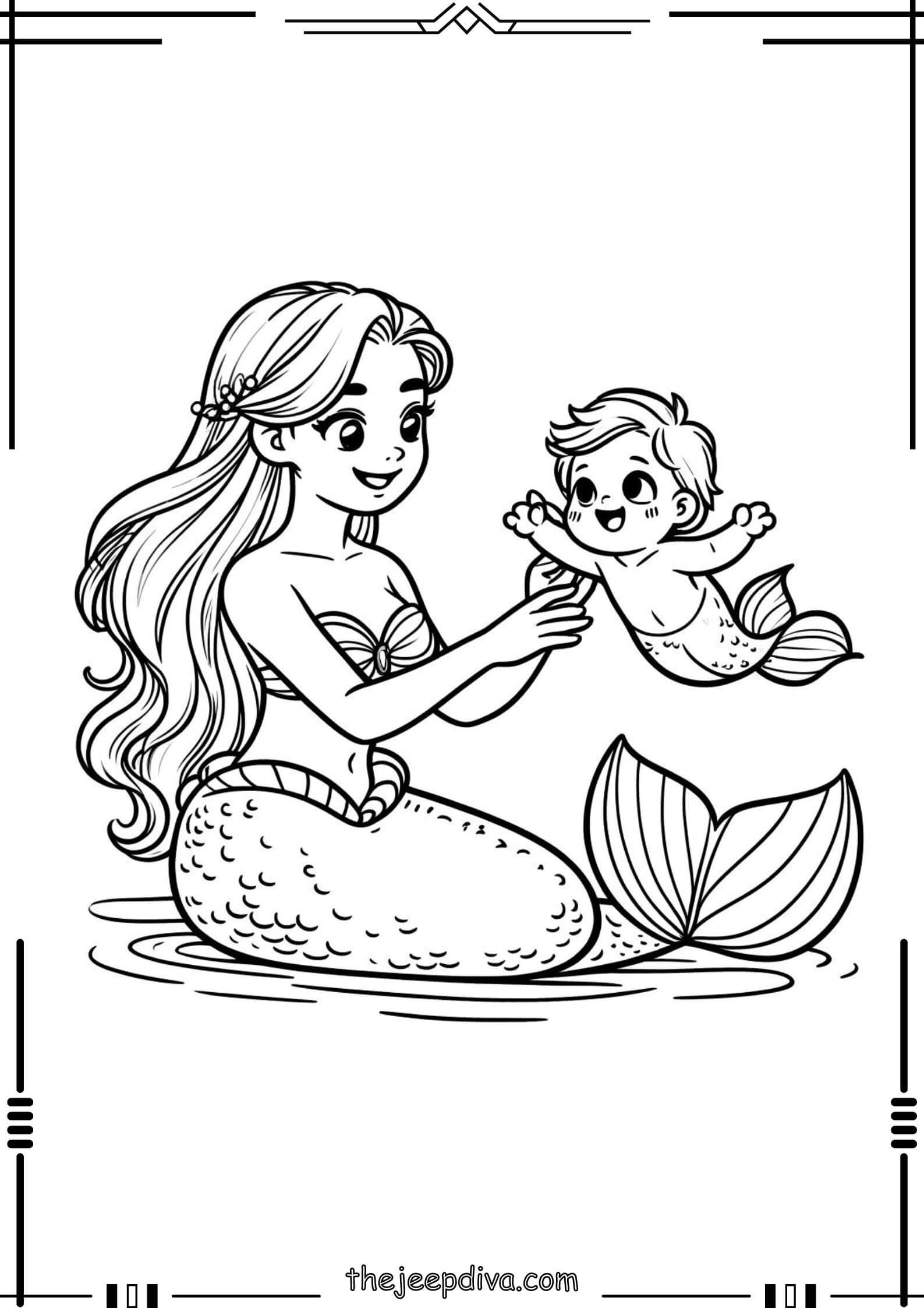 Mermaid Colouring Pages - Medium-6