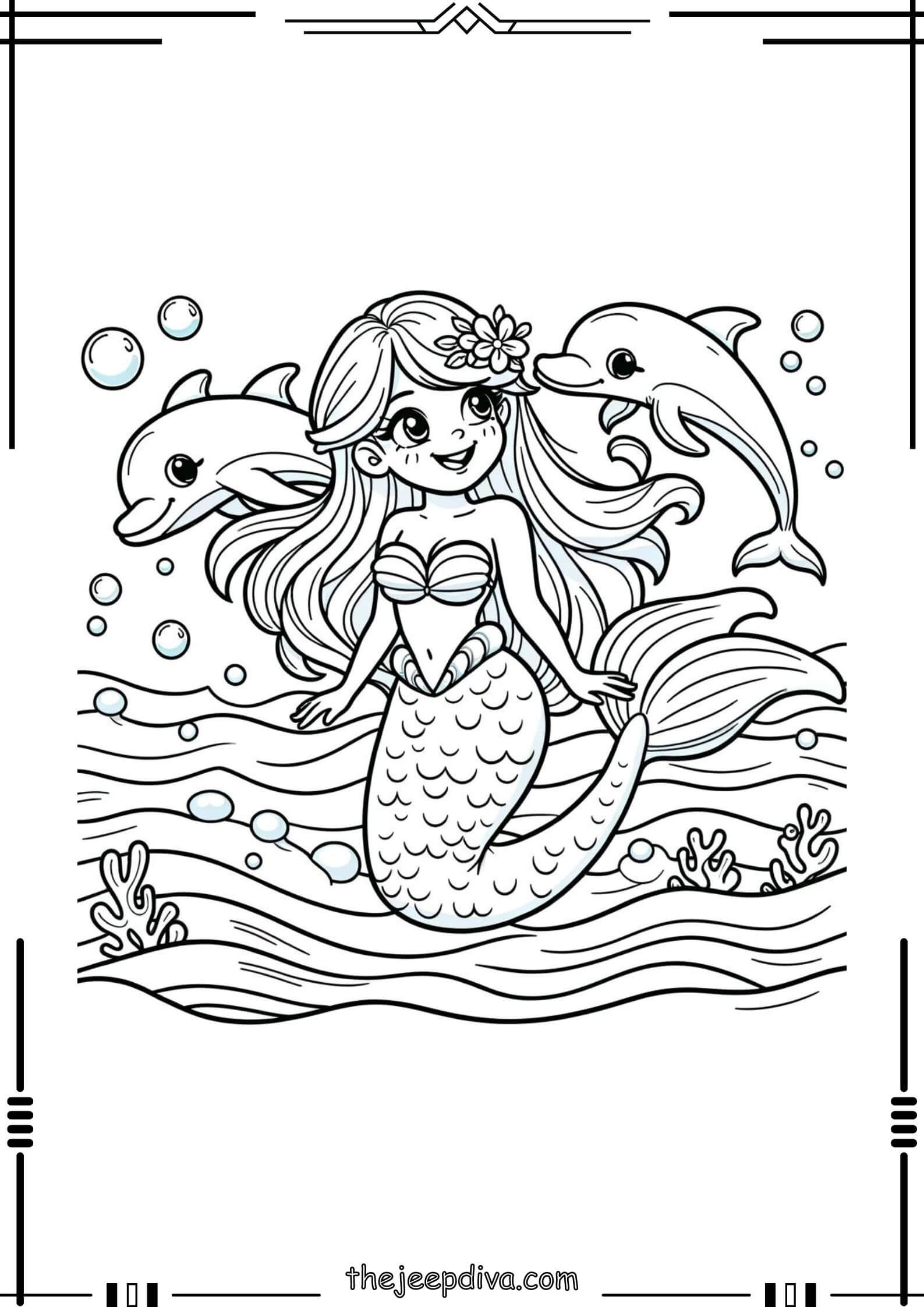 Mermaid Colouring Pages - Medium-7