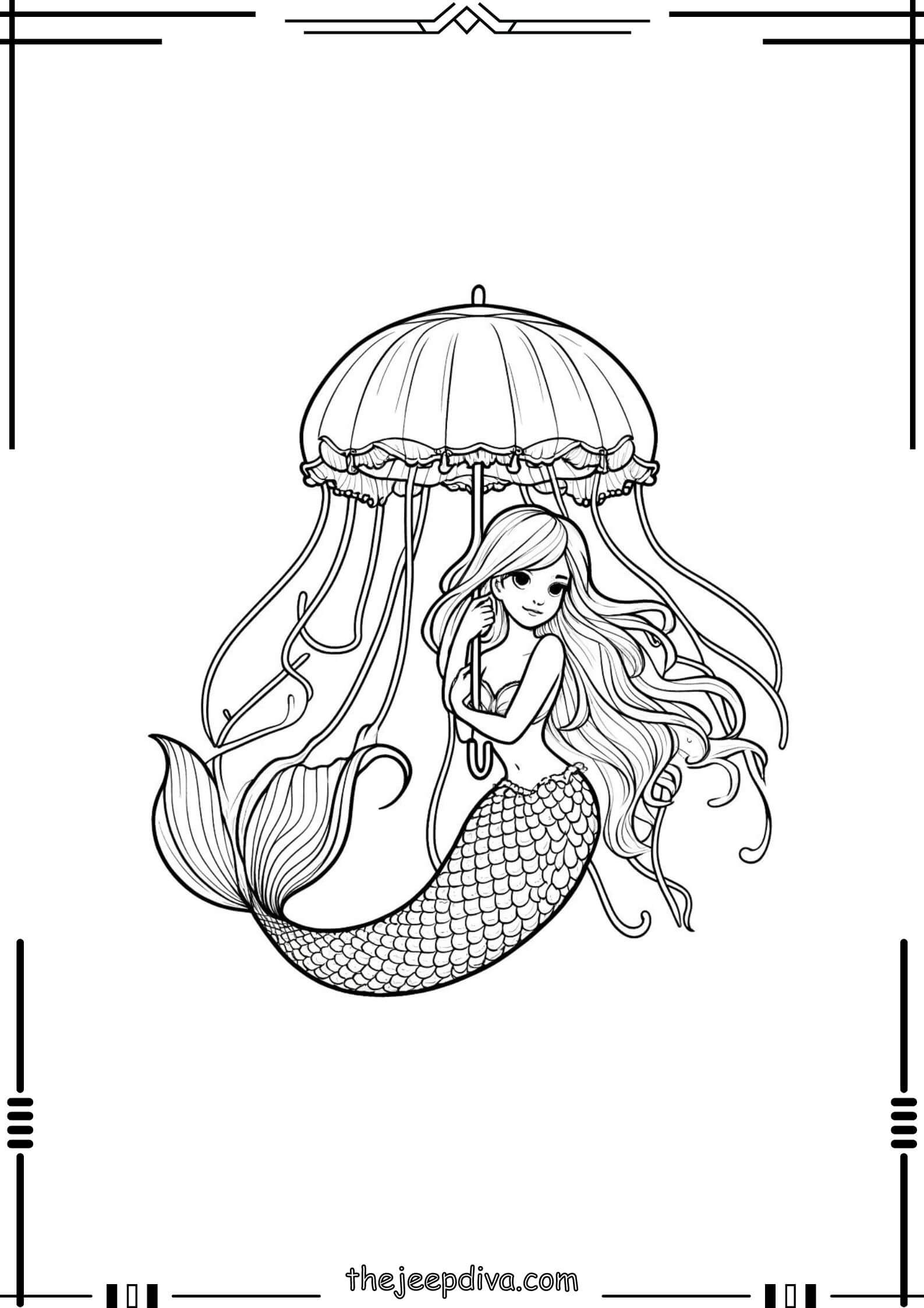 Mermaid Colouring Pages - Medium-8