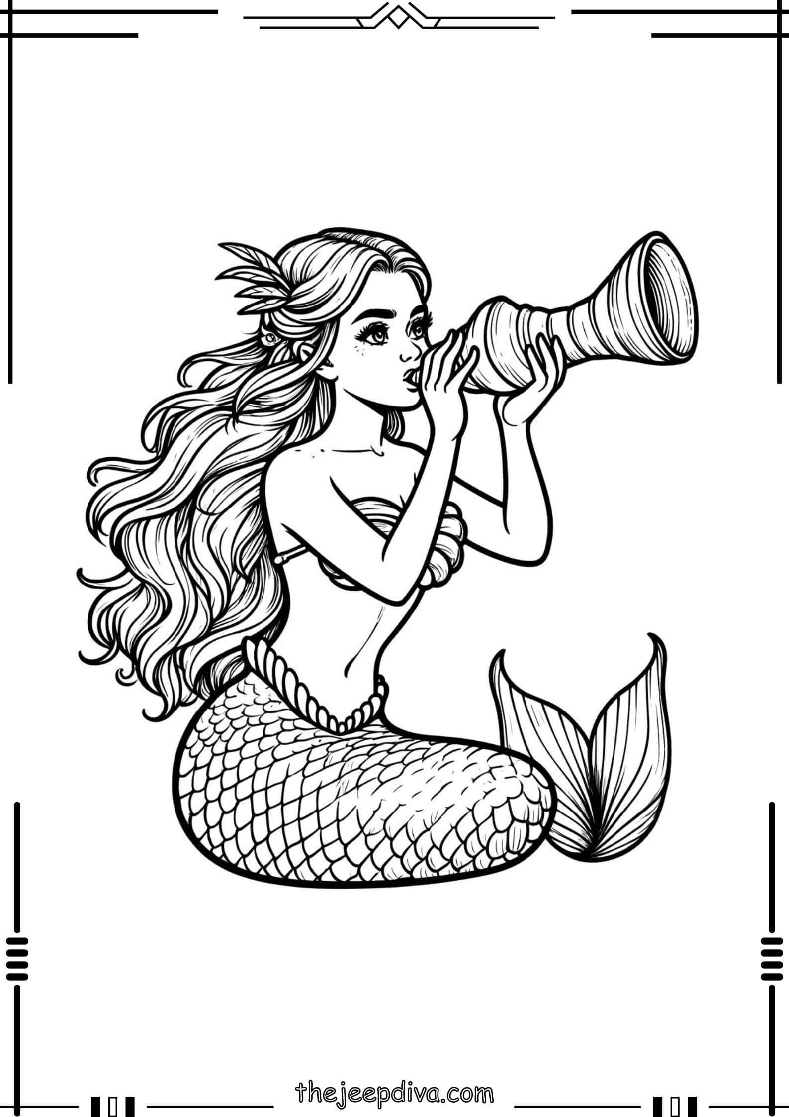 Mermaid Colouring Pages - Medium-9