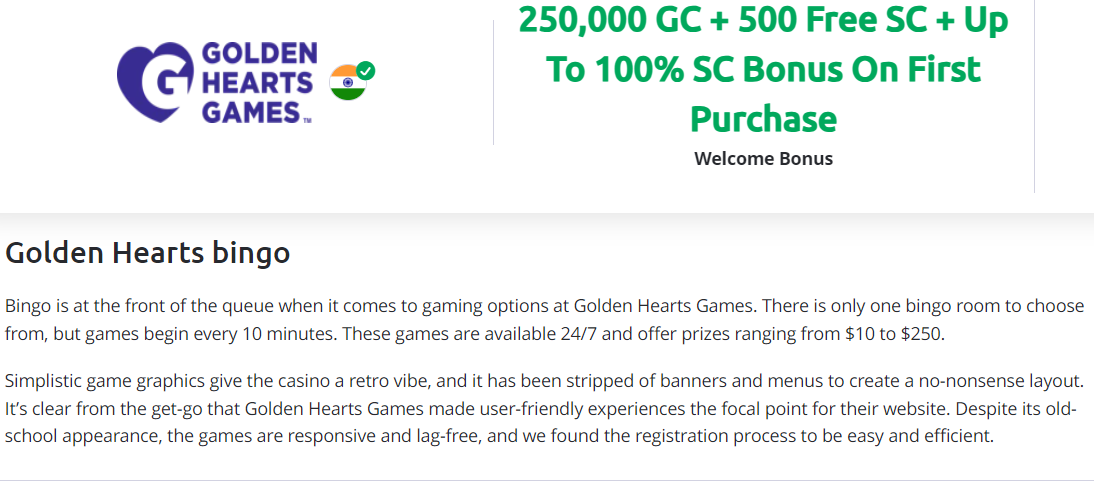 Golden Hearts Games Casino reviews