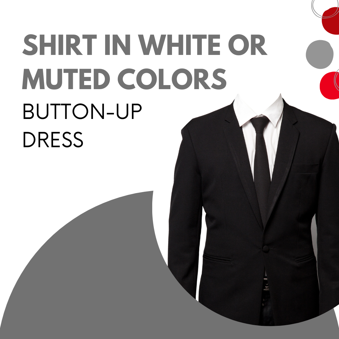 Button-Up Dress Shirt in White or Muted Colors