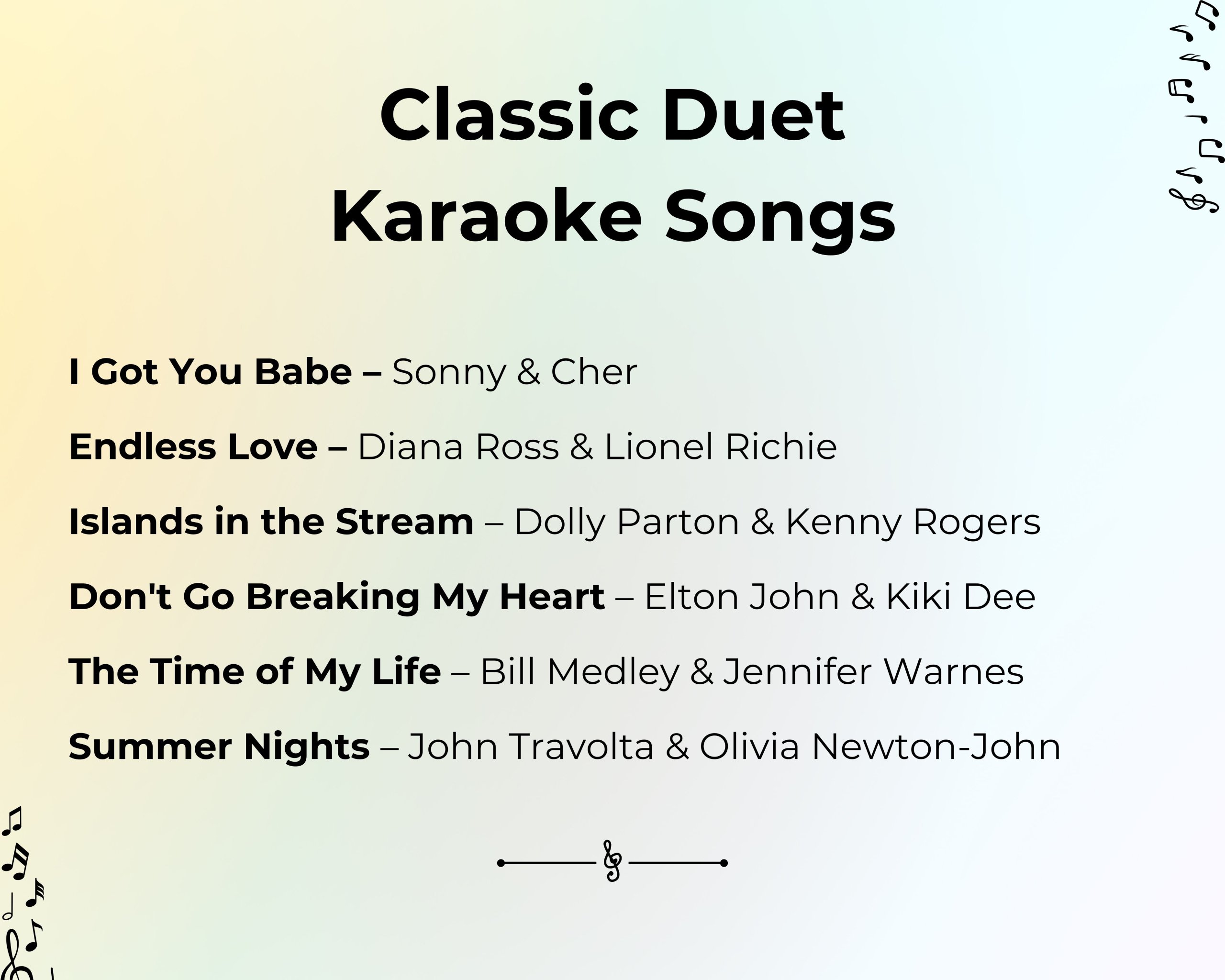 Classic Duet Karaoke Songs For Couples