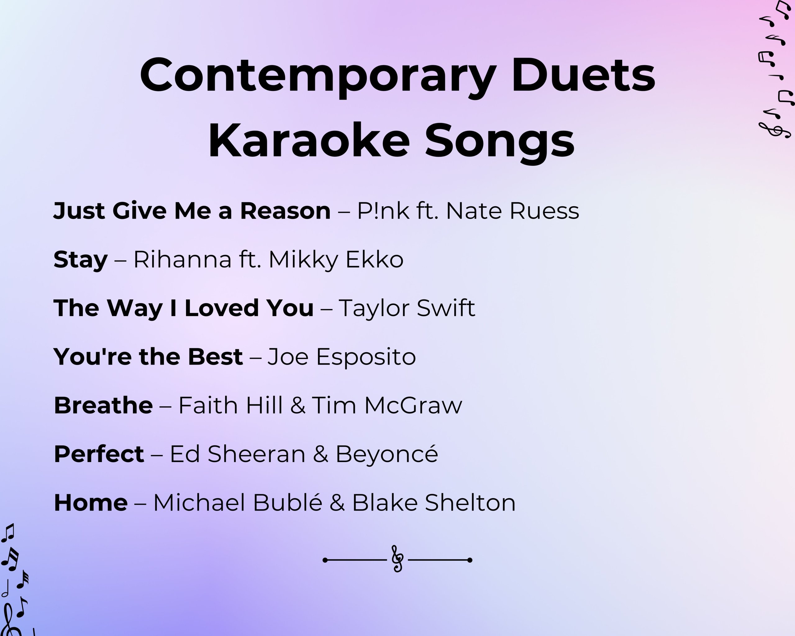 Contemporary Duets Karaoke Songs For Couples