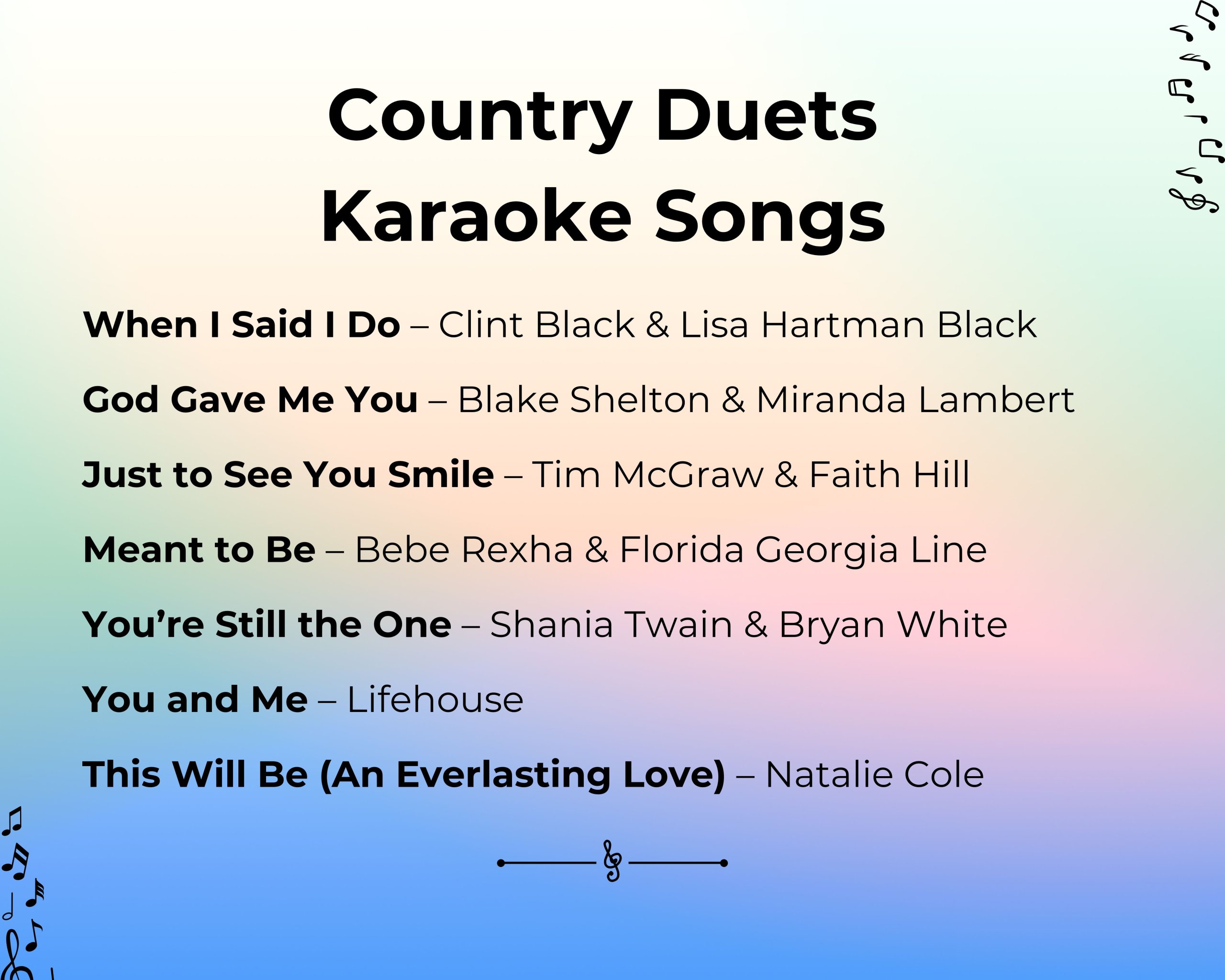 Country Duets Karaoke Songs For Couples