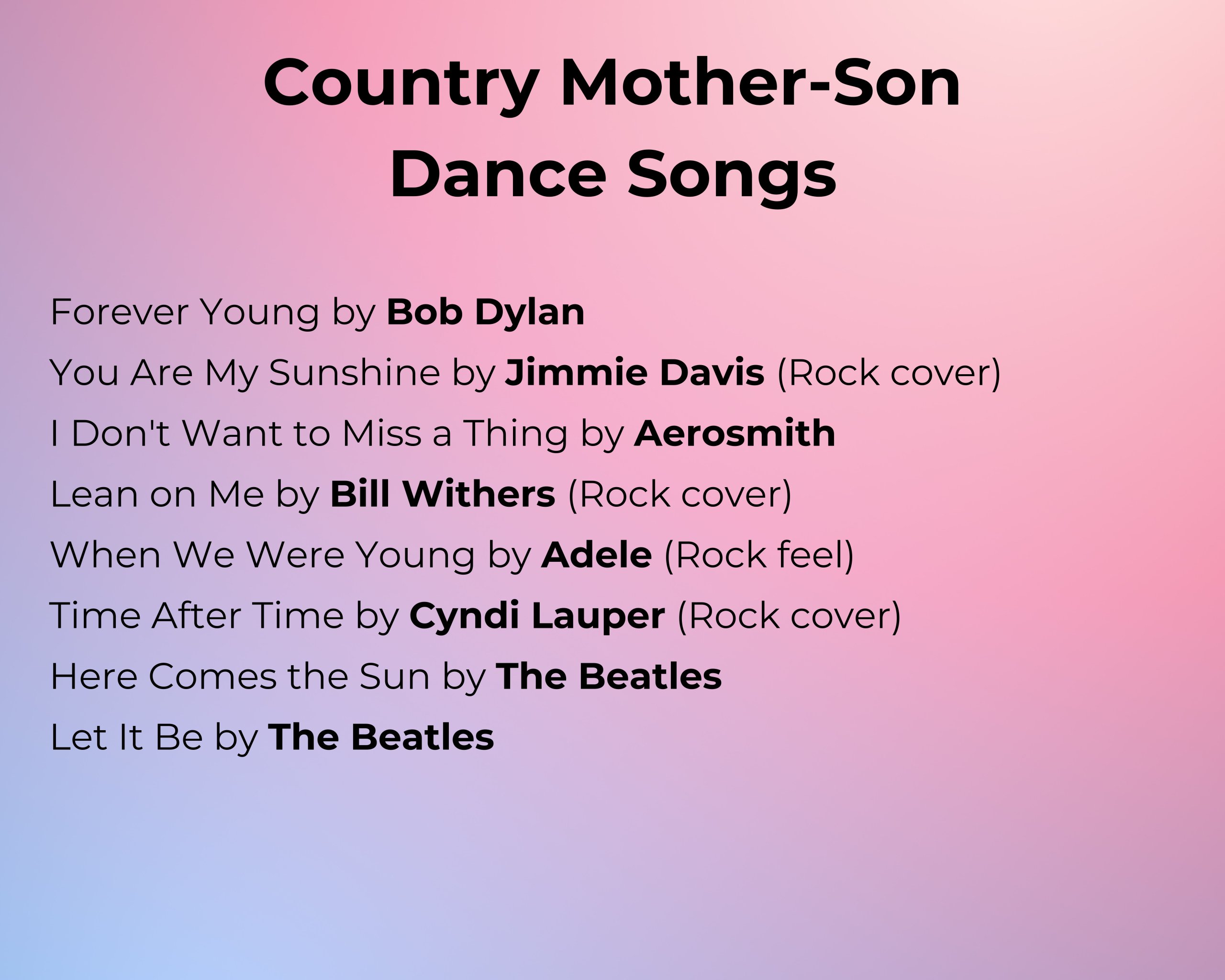 Country Mother-Son Dance Songs