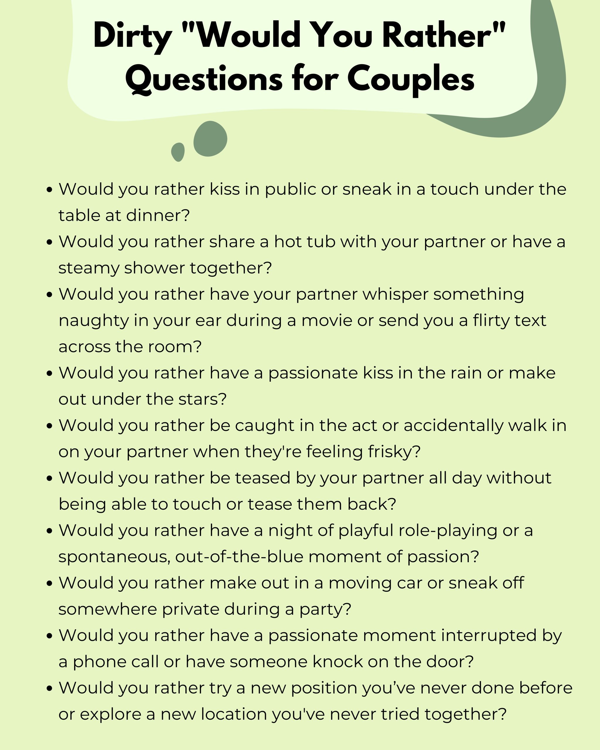 Dirty Would You Rather Questions for Couples