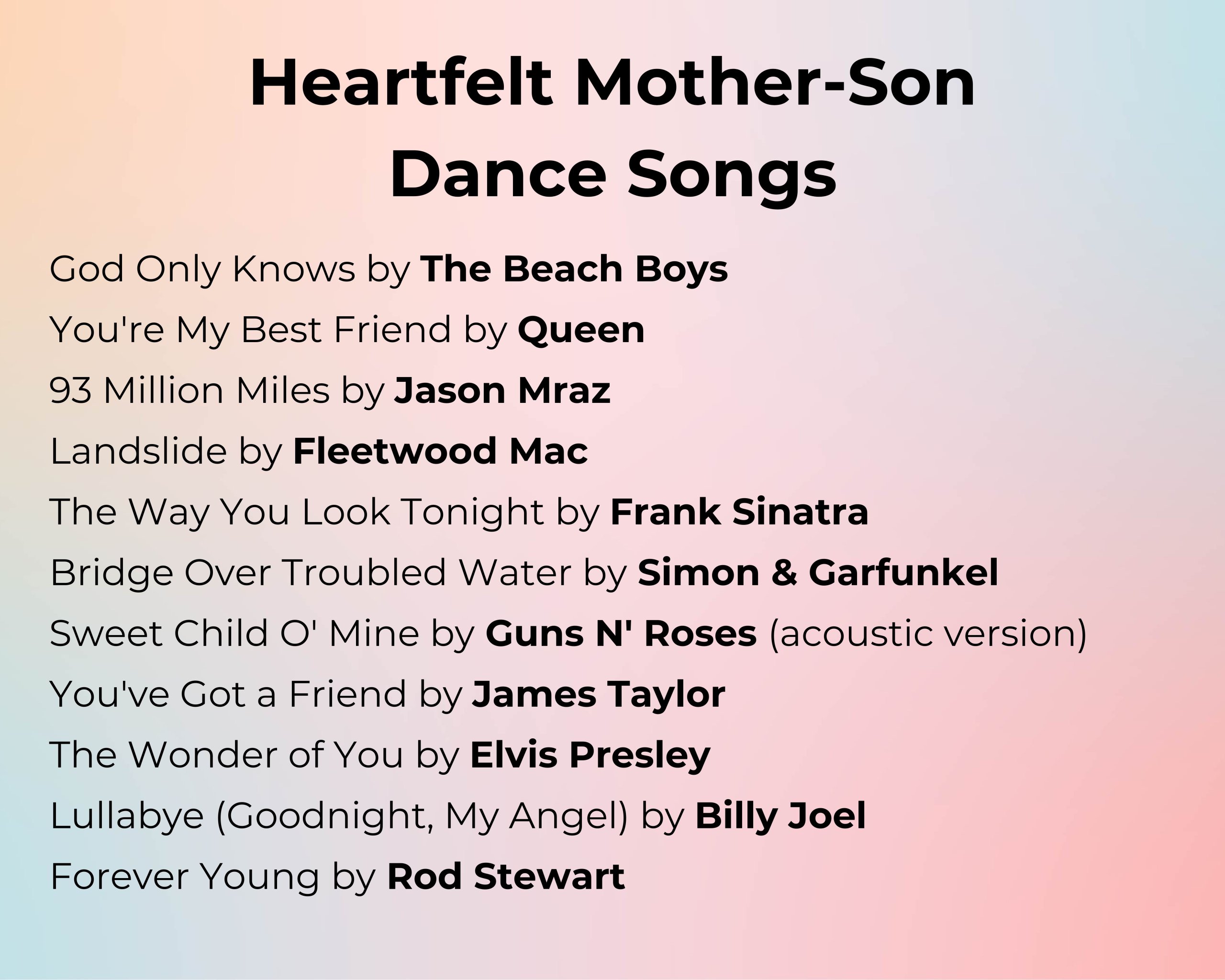 Heartfelt Mother-Son Dance Songs