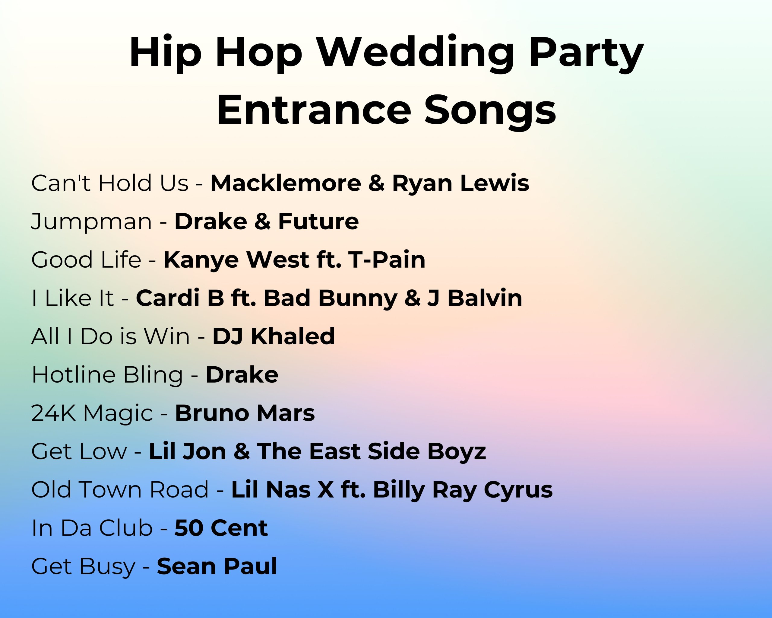 Hip Hop Wedding Party Entrance Songs