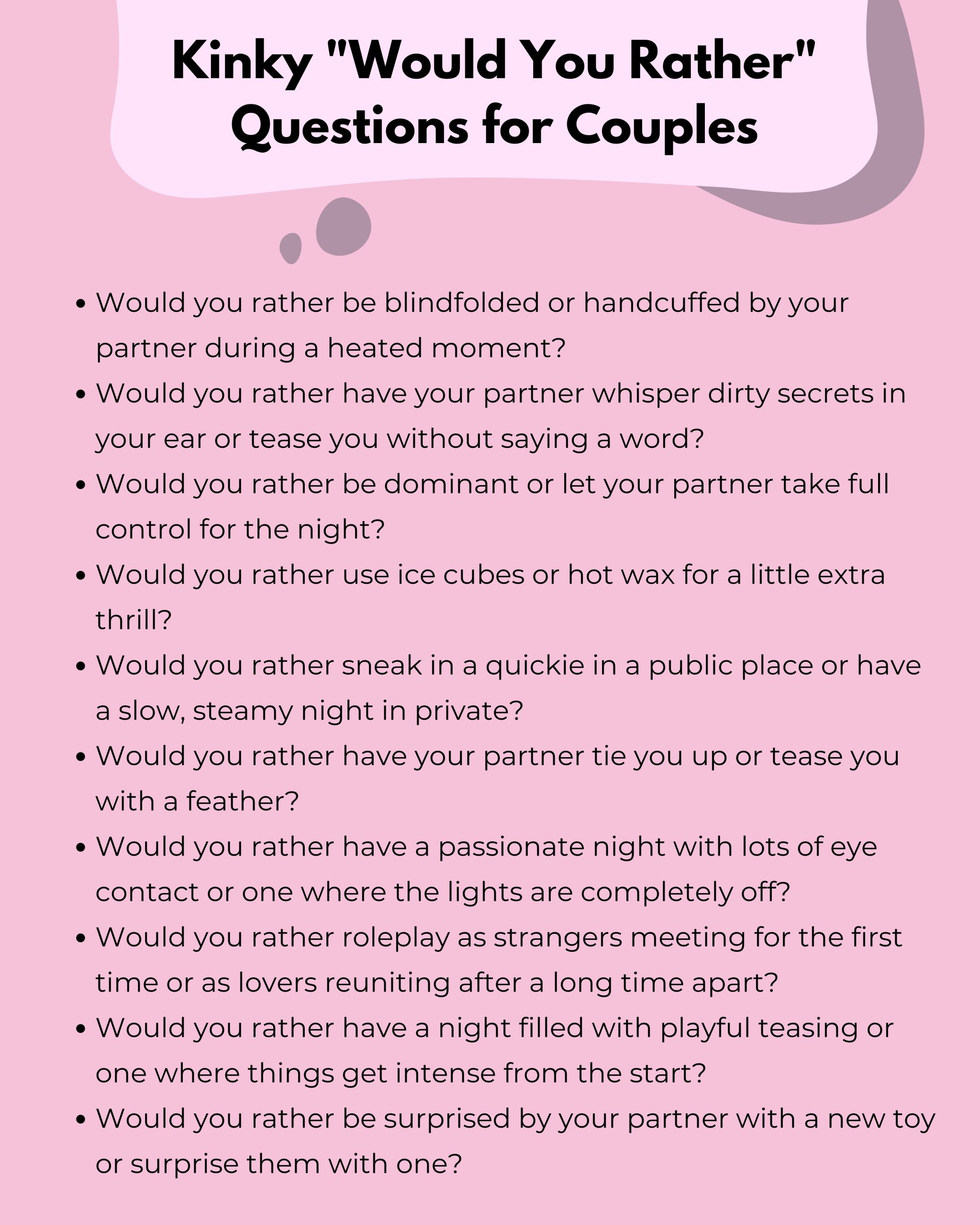 Kinky Would You Rather Questions for Couples 