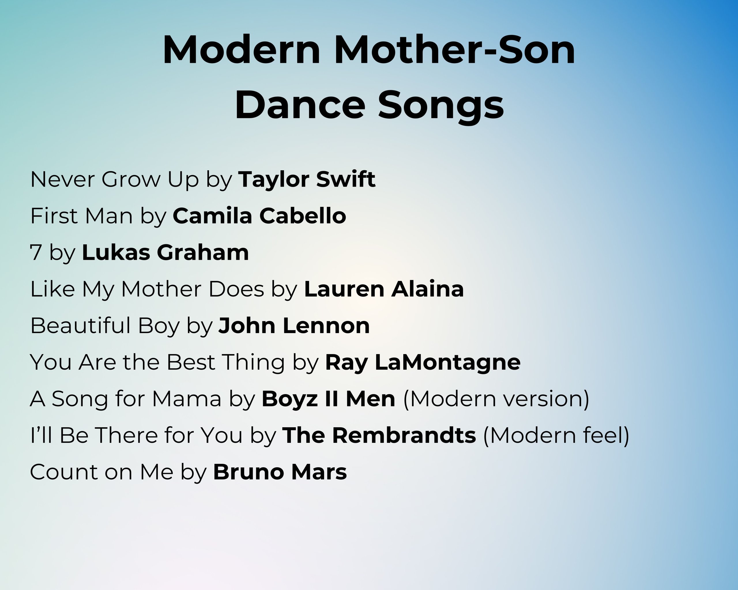 Modern Mother-Son Dance Songs