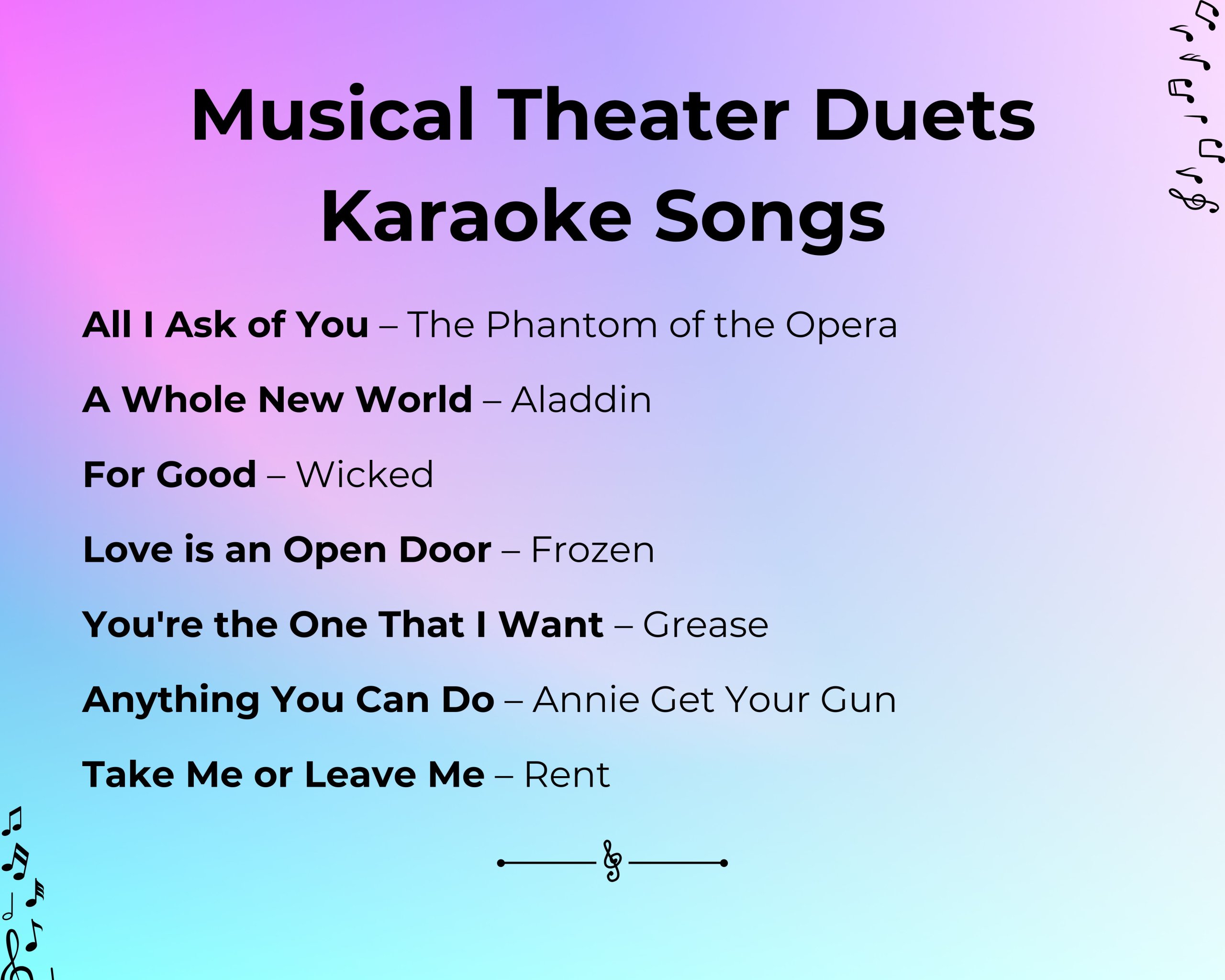 Musical Theater Duets Karaoke Songs For Couples