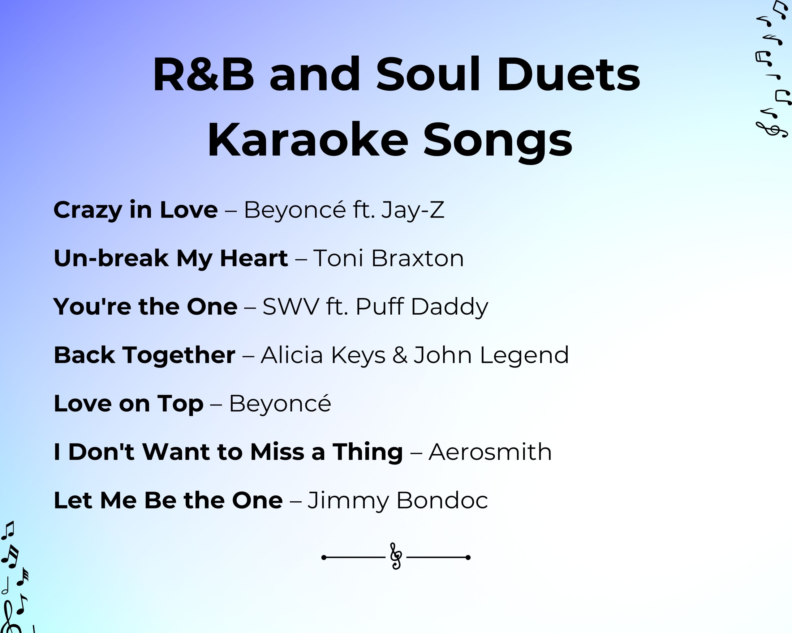 R&B and Soul Duets Karaoke Songs For Couples